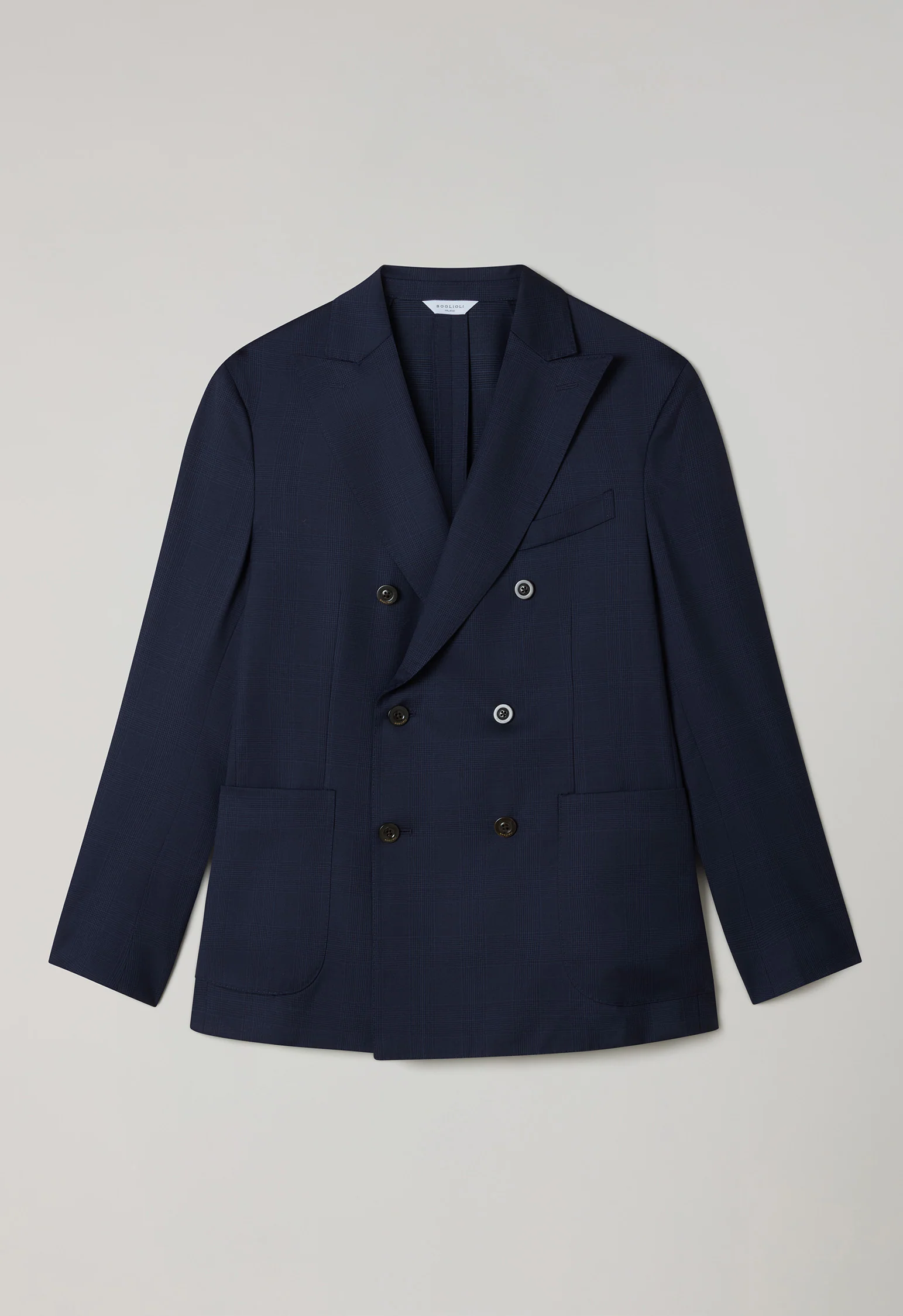 Abito K-Jacket doppiopetto in lana Principe di Galles blu - Image 5