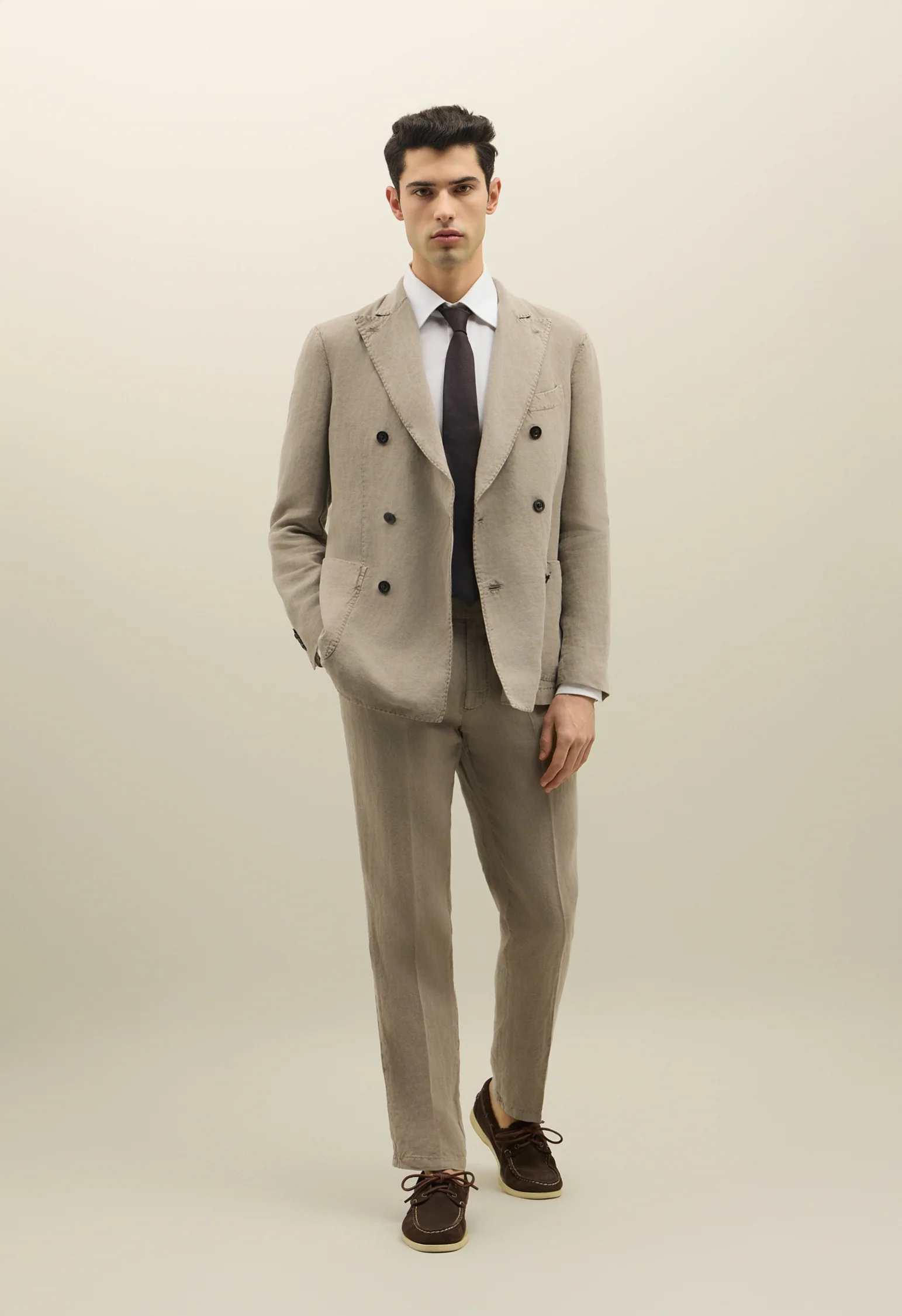Abito K-Jacket doppiopetto in lino Tinto Terra beige