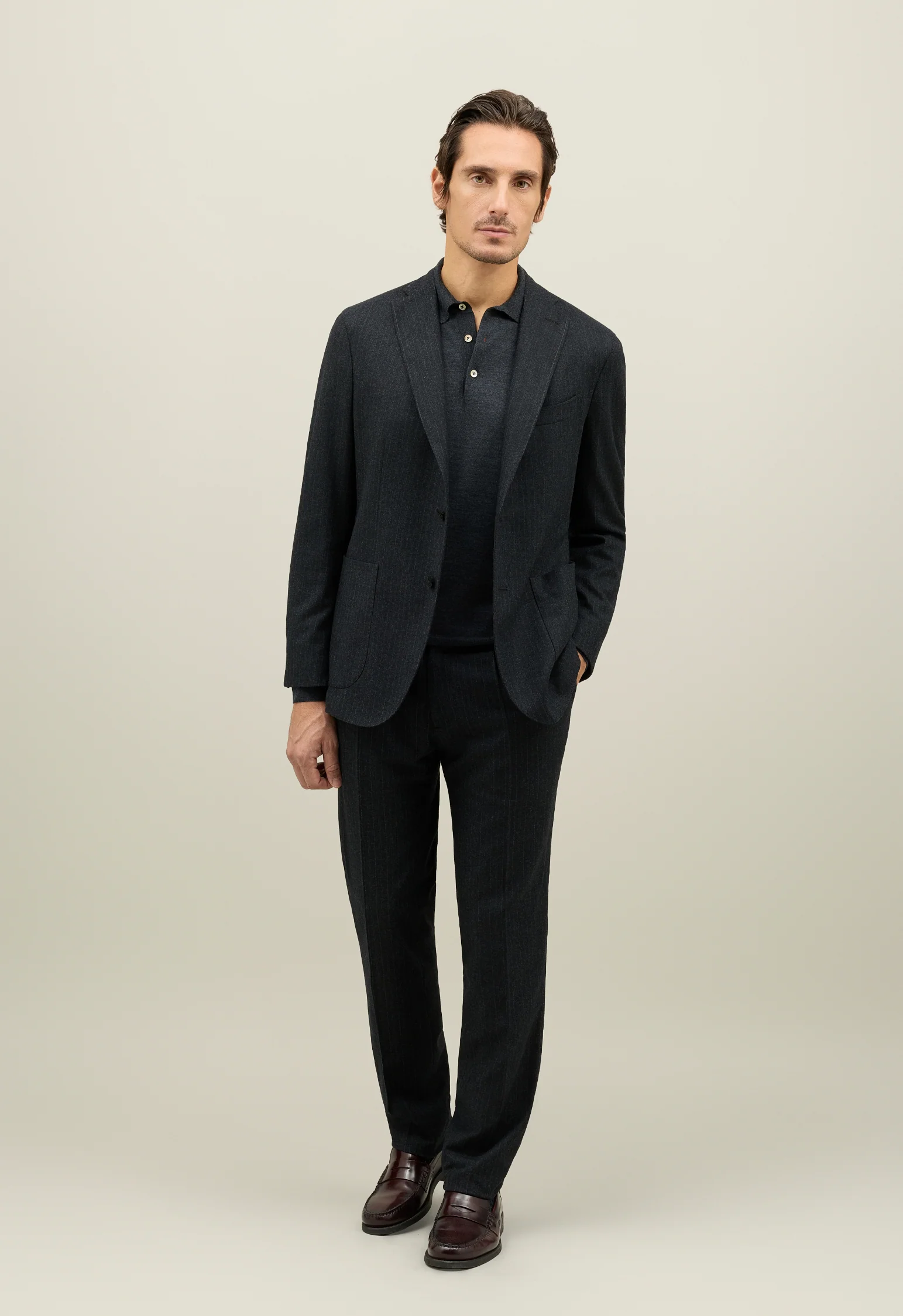 Abito K-Jacket gessato in flanella grigio scuro