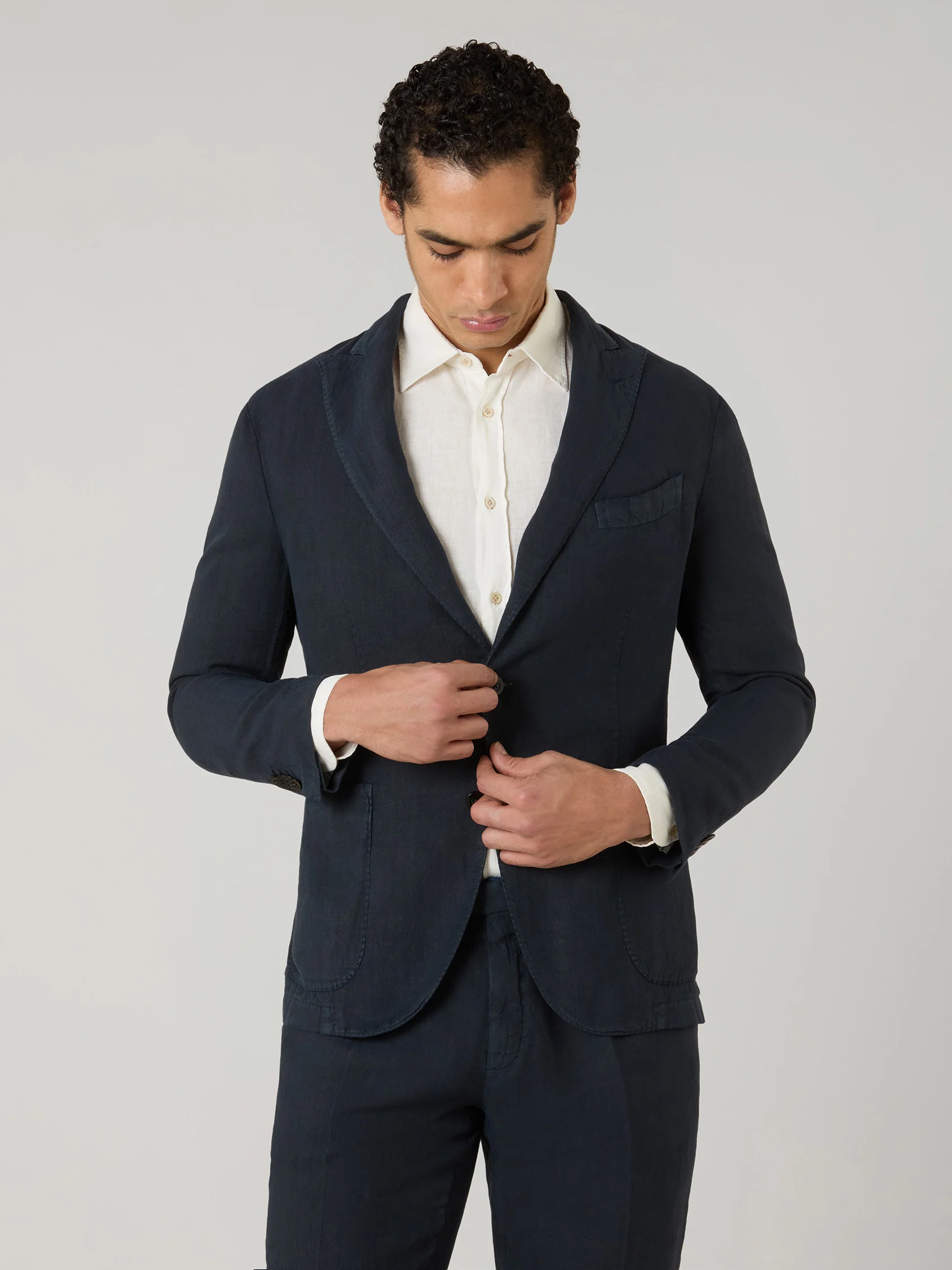 Abito K-Jacket in lino tinto in capo blu - Image 3