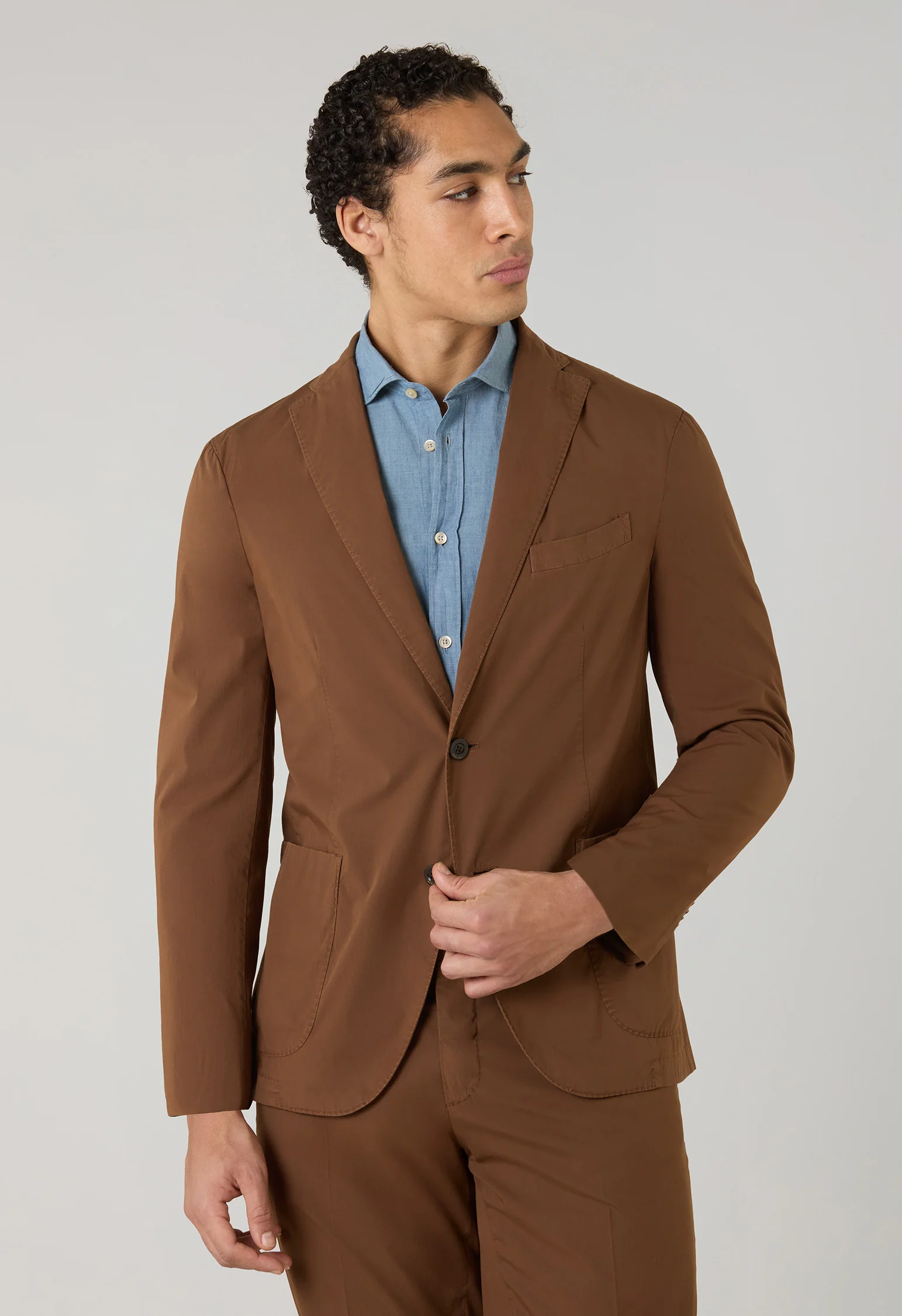 Abito K-Jacket in popeline tinto in capo marrone - Image 3