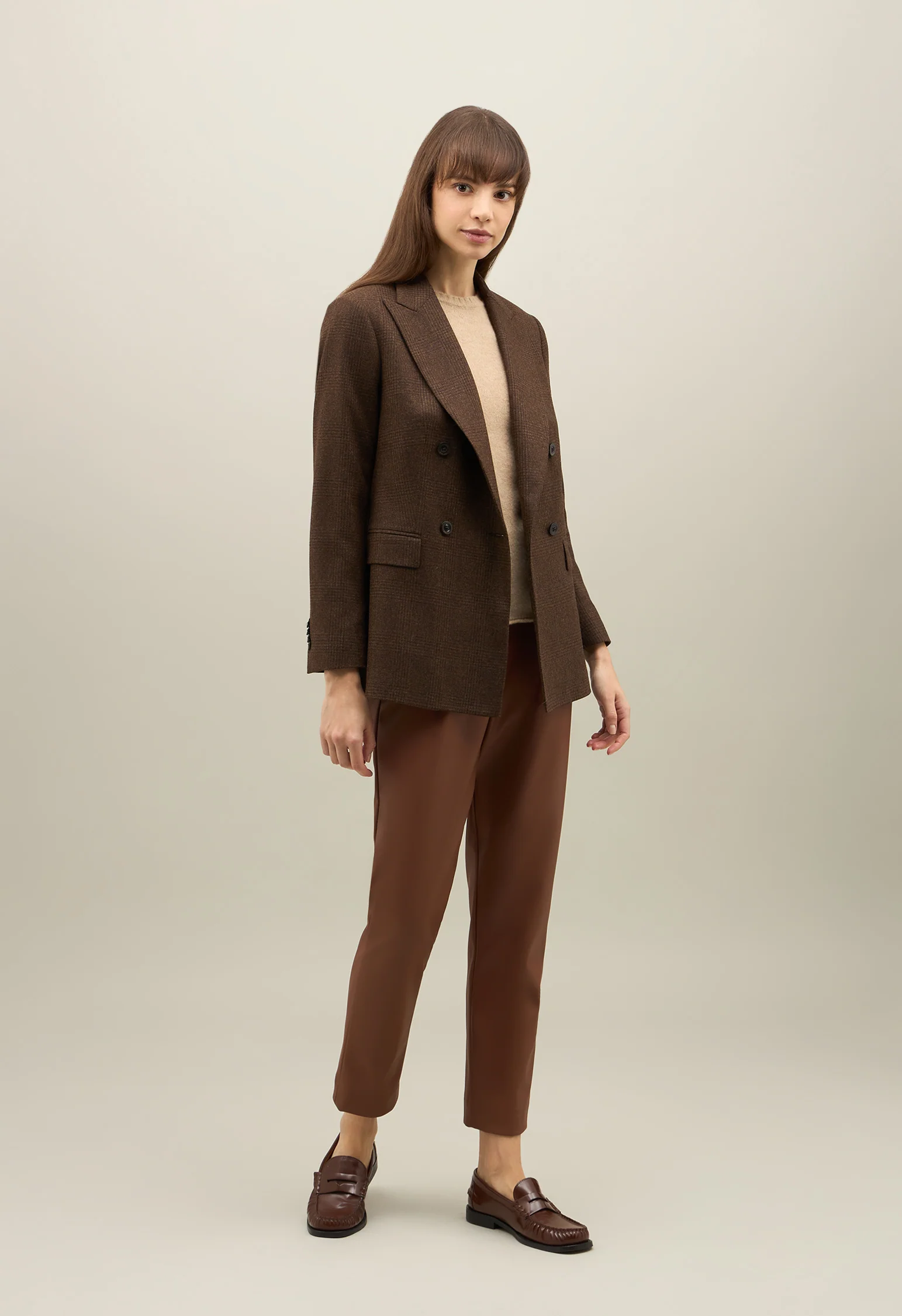 Blazer Bianca in flanella Principe di Galles marrone
