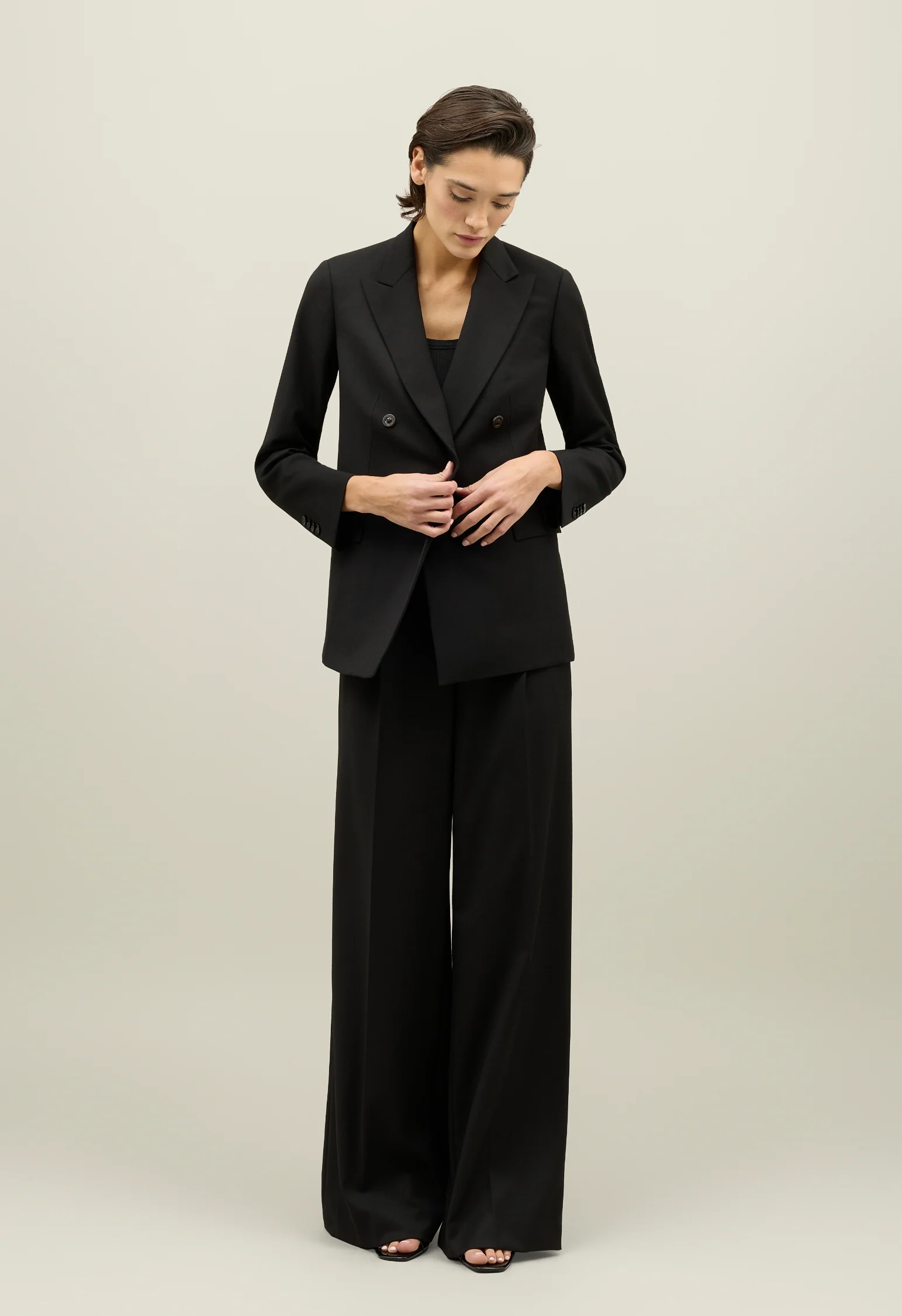 Blazer Bianca in gabardina stretch nero