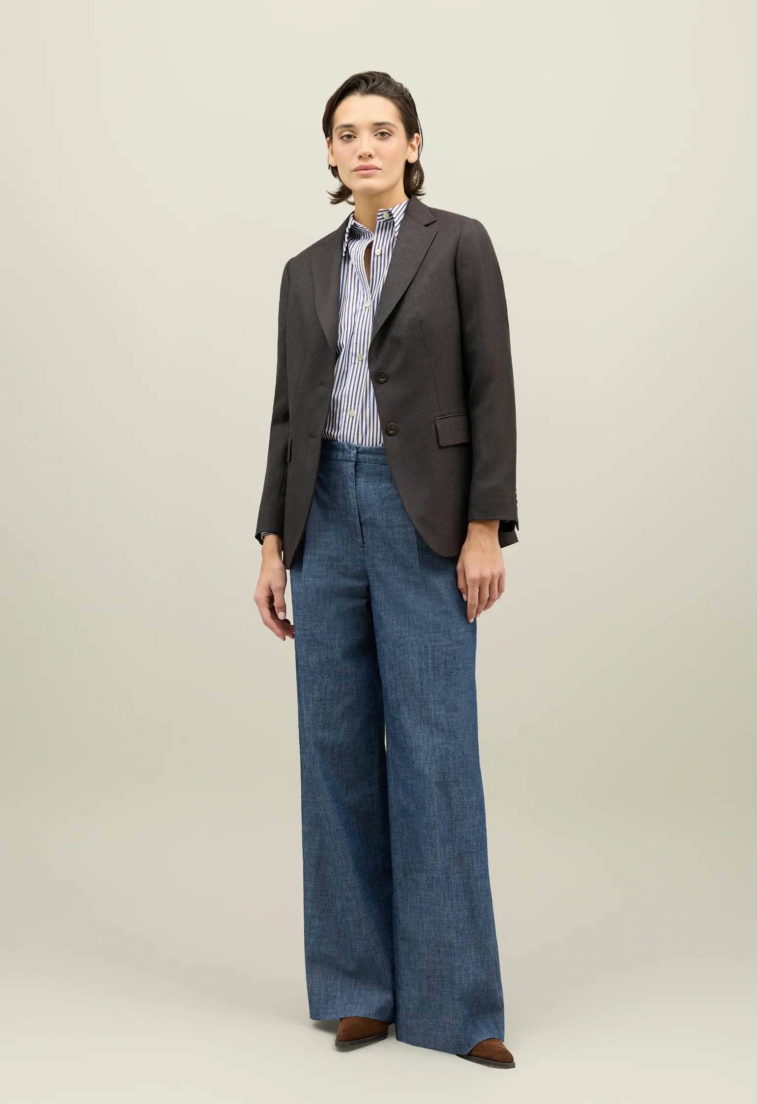Blazer Bianca in lana Hopsack marrone
