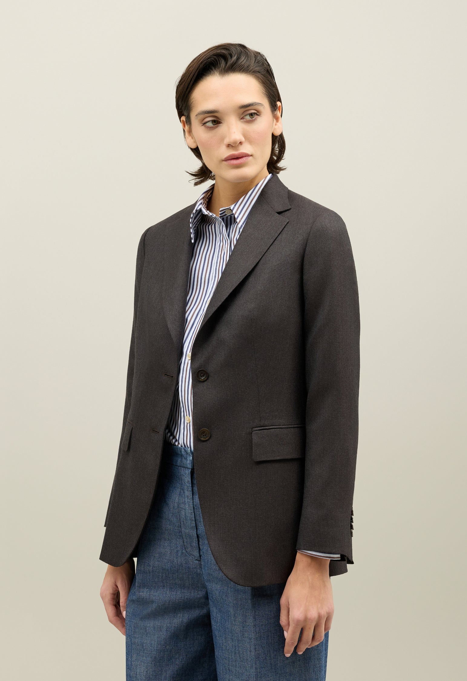 Blazer Bianca in lana Hopsack marrone - Image 3