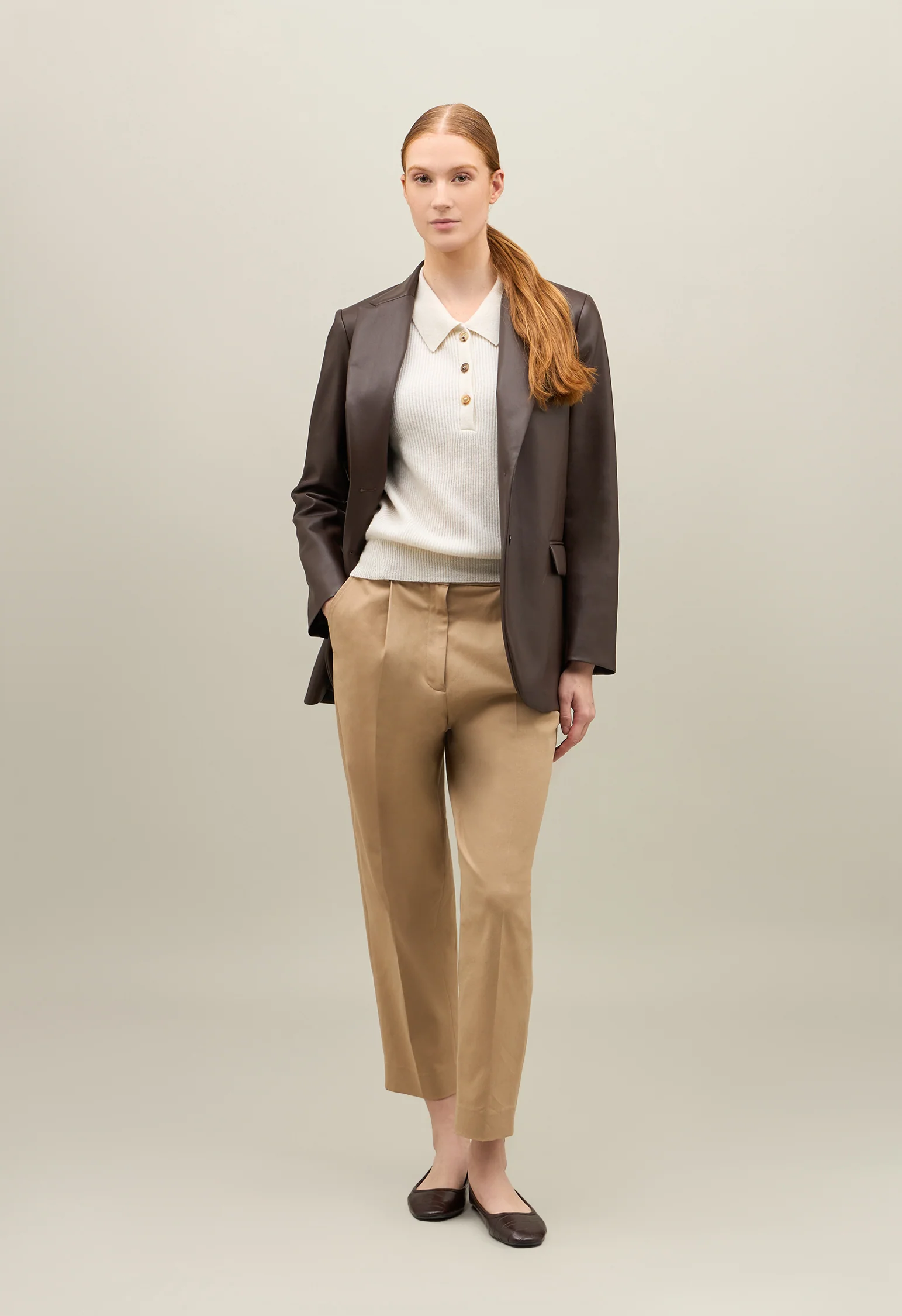 Blazer Giulia in pelle vegana marrone