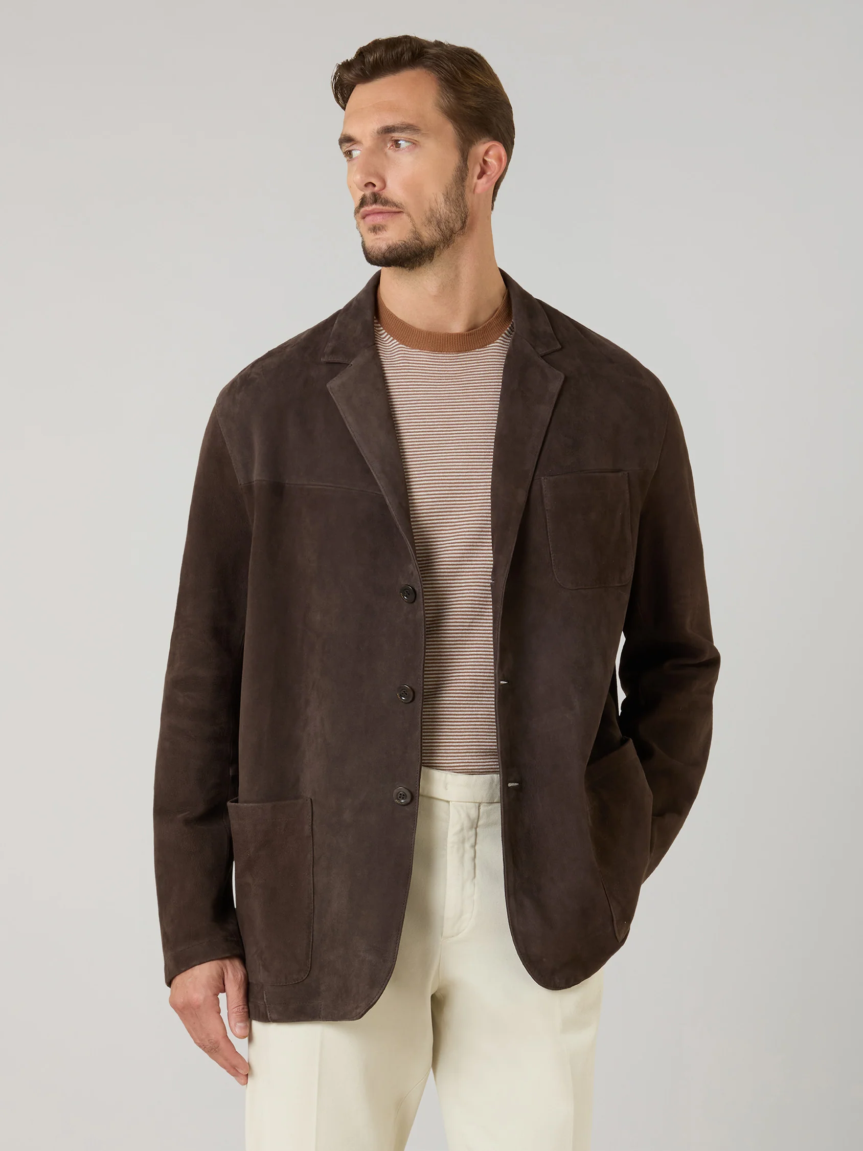 Blazer in suede marrone