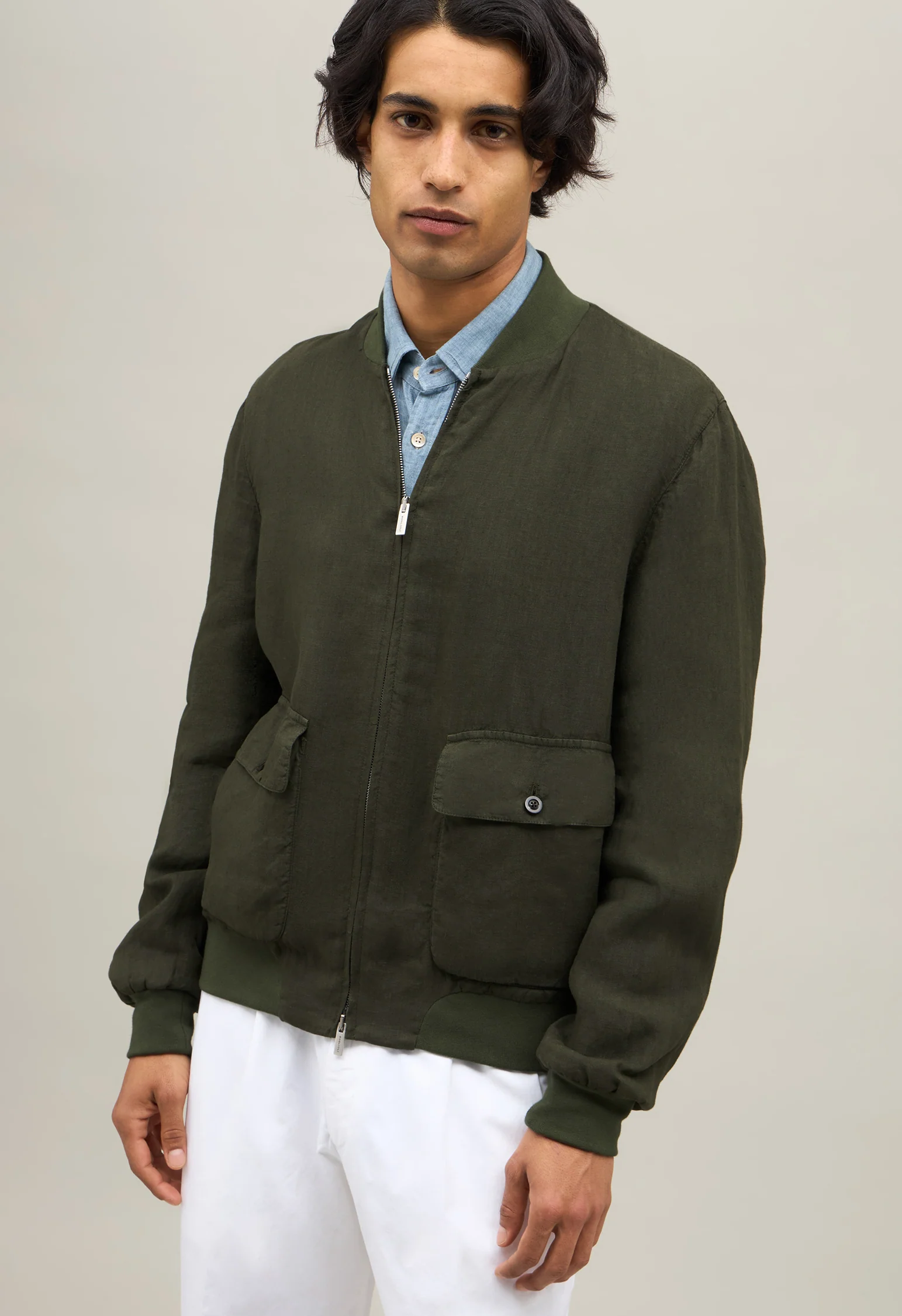 Bomber in lino verde - Image 3