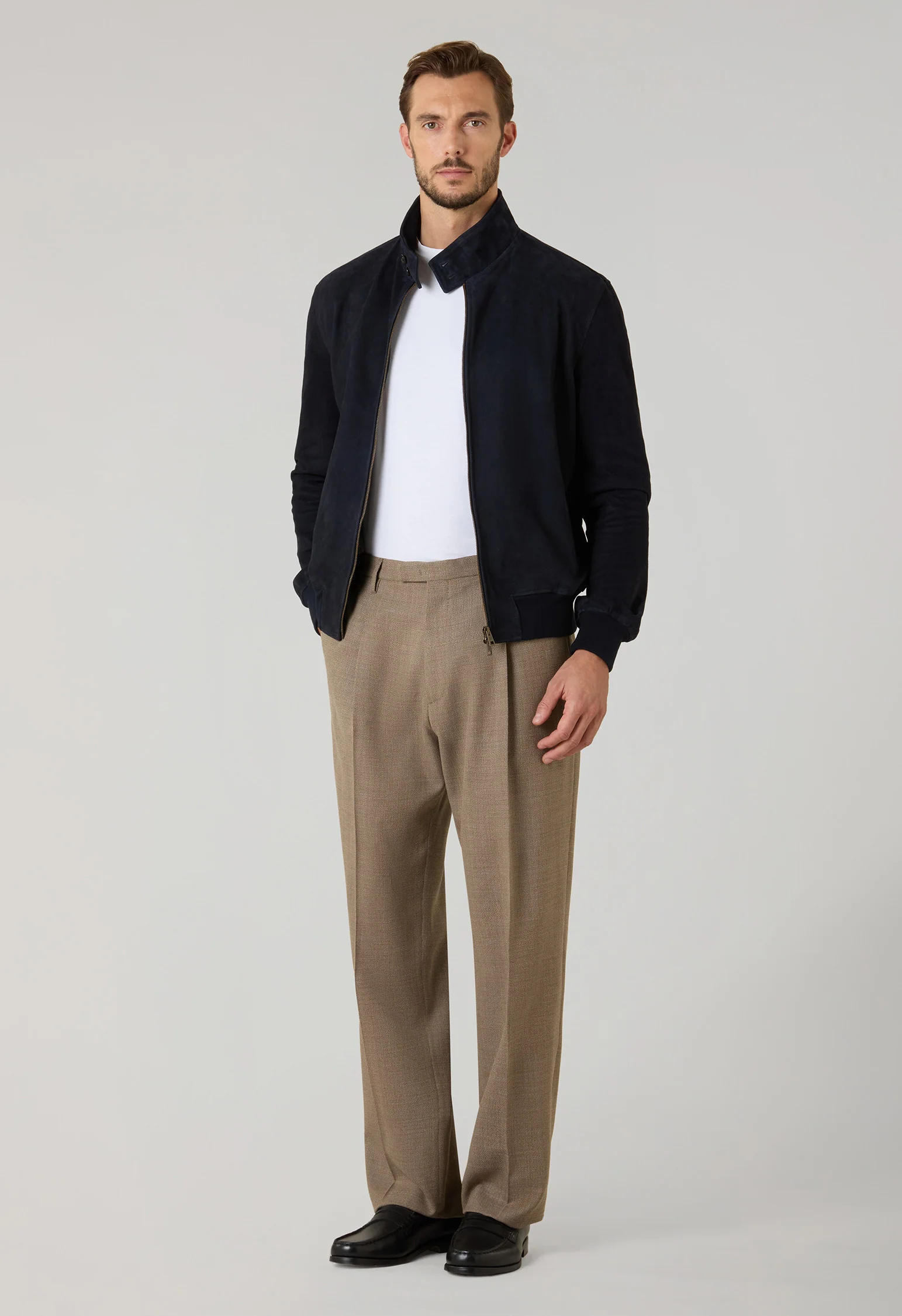 Bomber in suede blu - Image 3