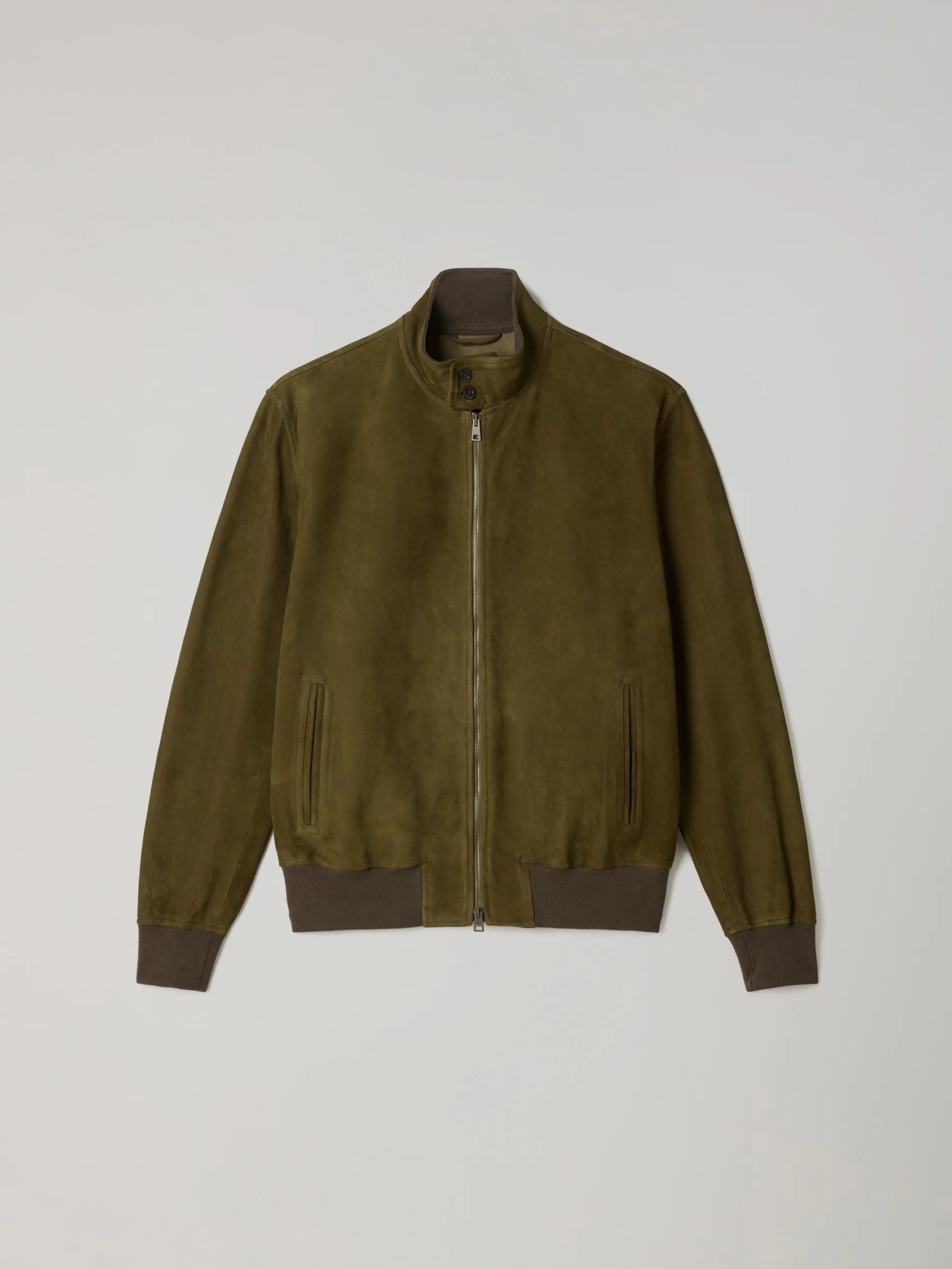 Bomber in suede khaki scuro - Image 4