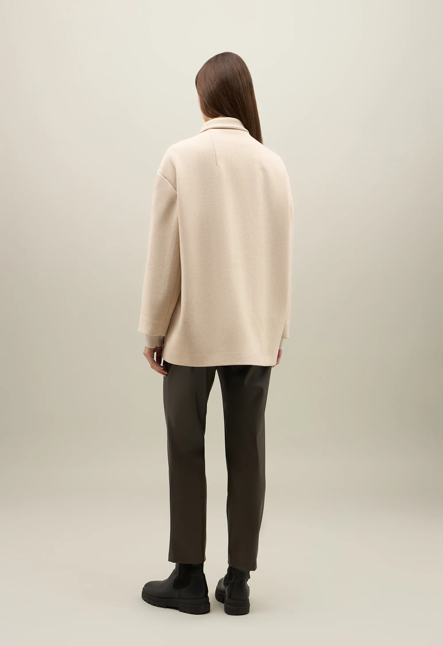 Caban in misto lana beige chiaro - Image 2