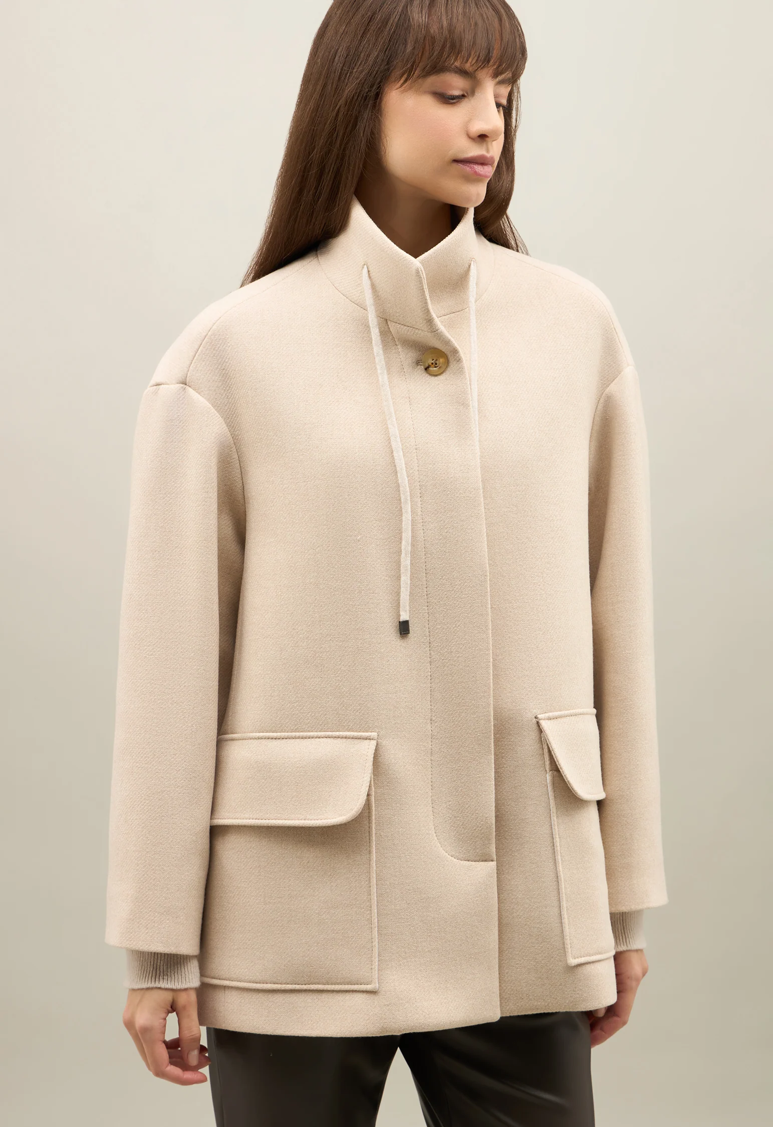 Caban in misto lana beige chiaro - Image 3
