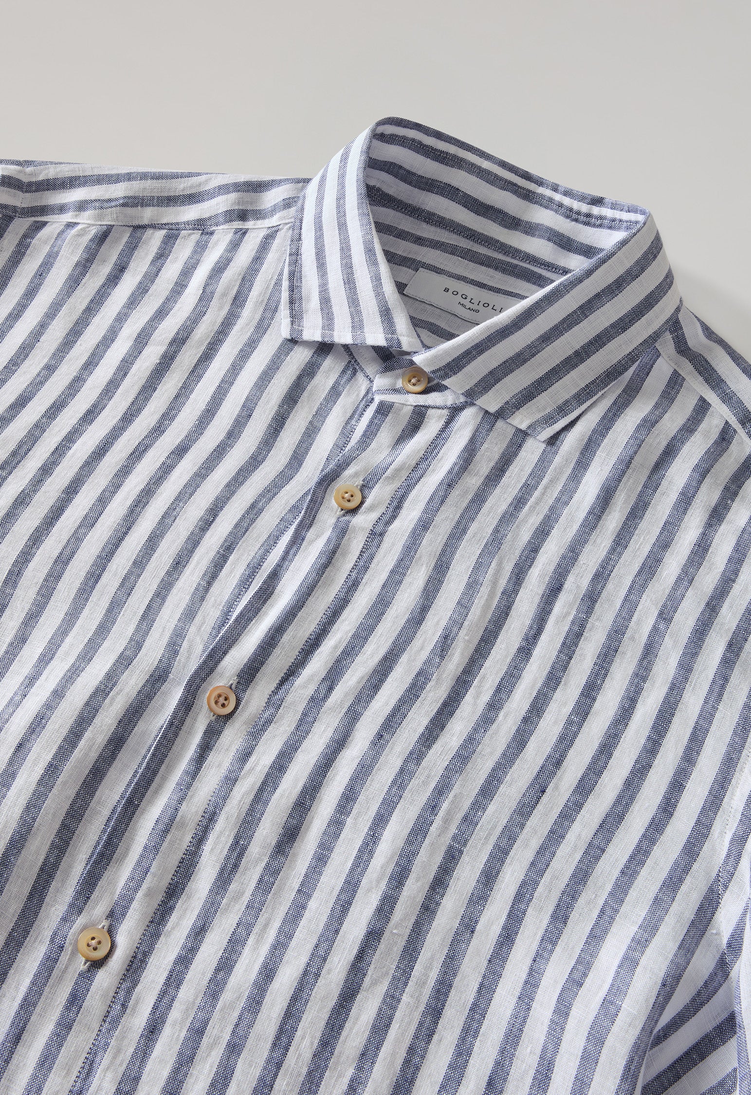 Camicia a righe in lino blu chiaro - Image 5