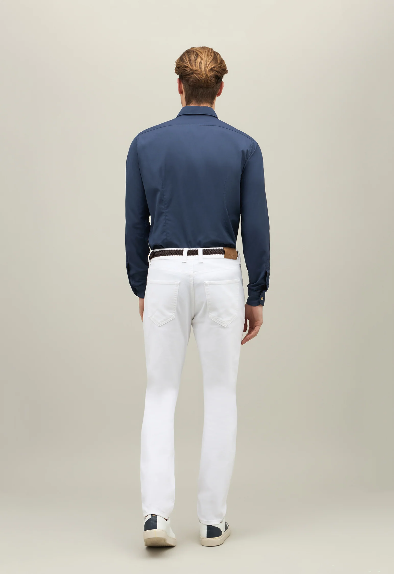 Camicia in popeline tinto in capo blu - Image 3