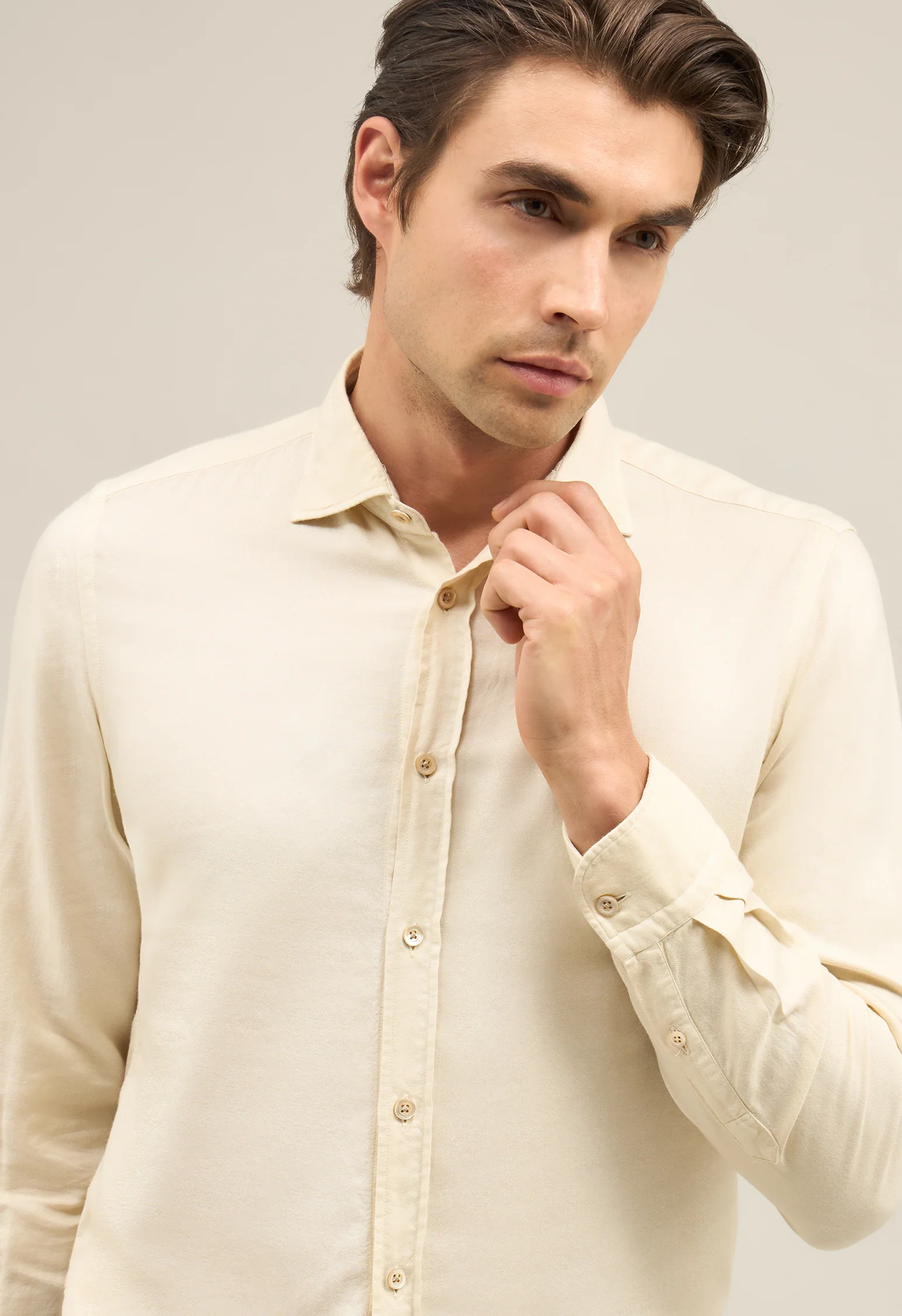 Camicia vaiella tinta in capo bianca - Image 3
