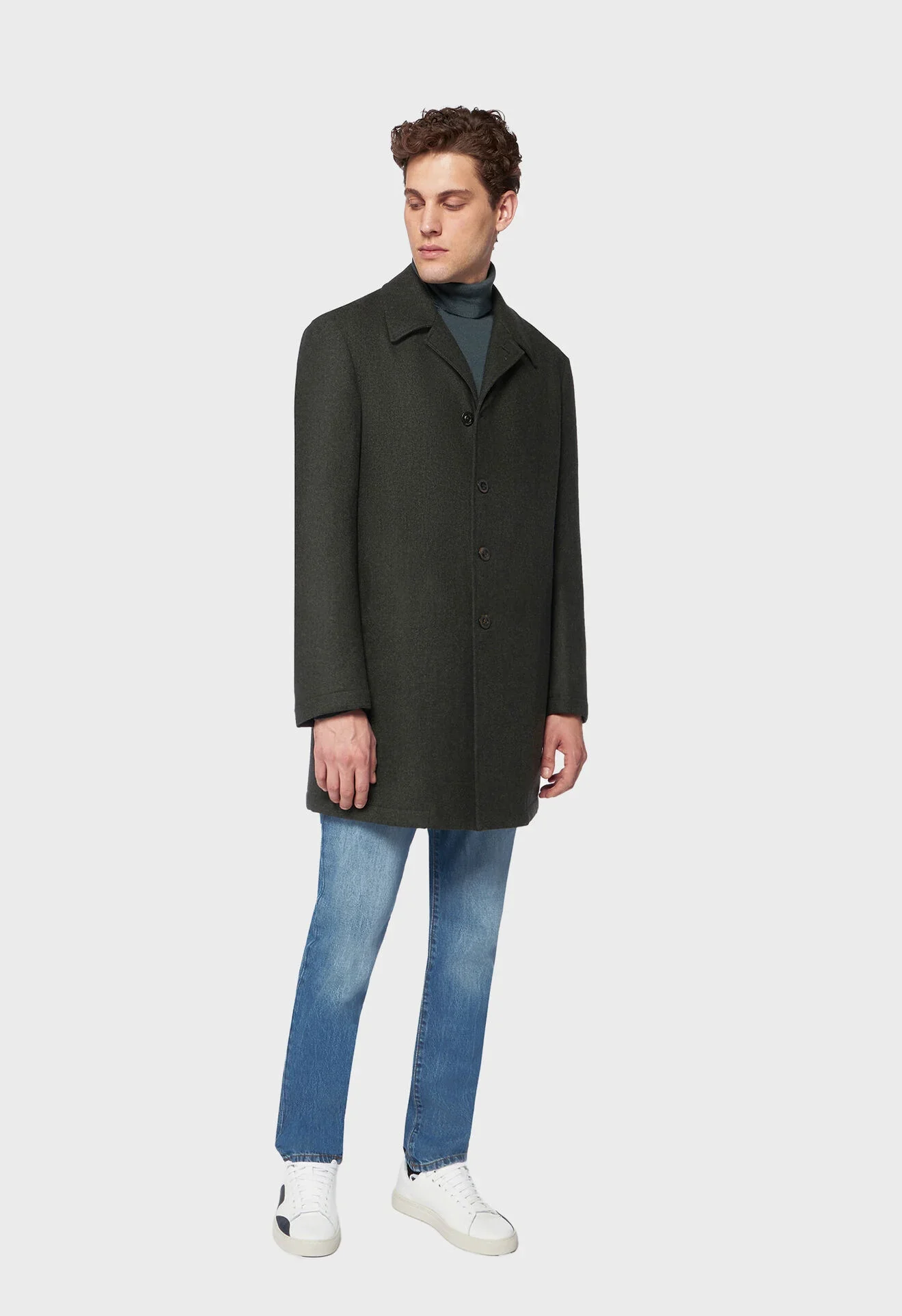 Cappotto Duster imbottito in lana vergine verde