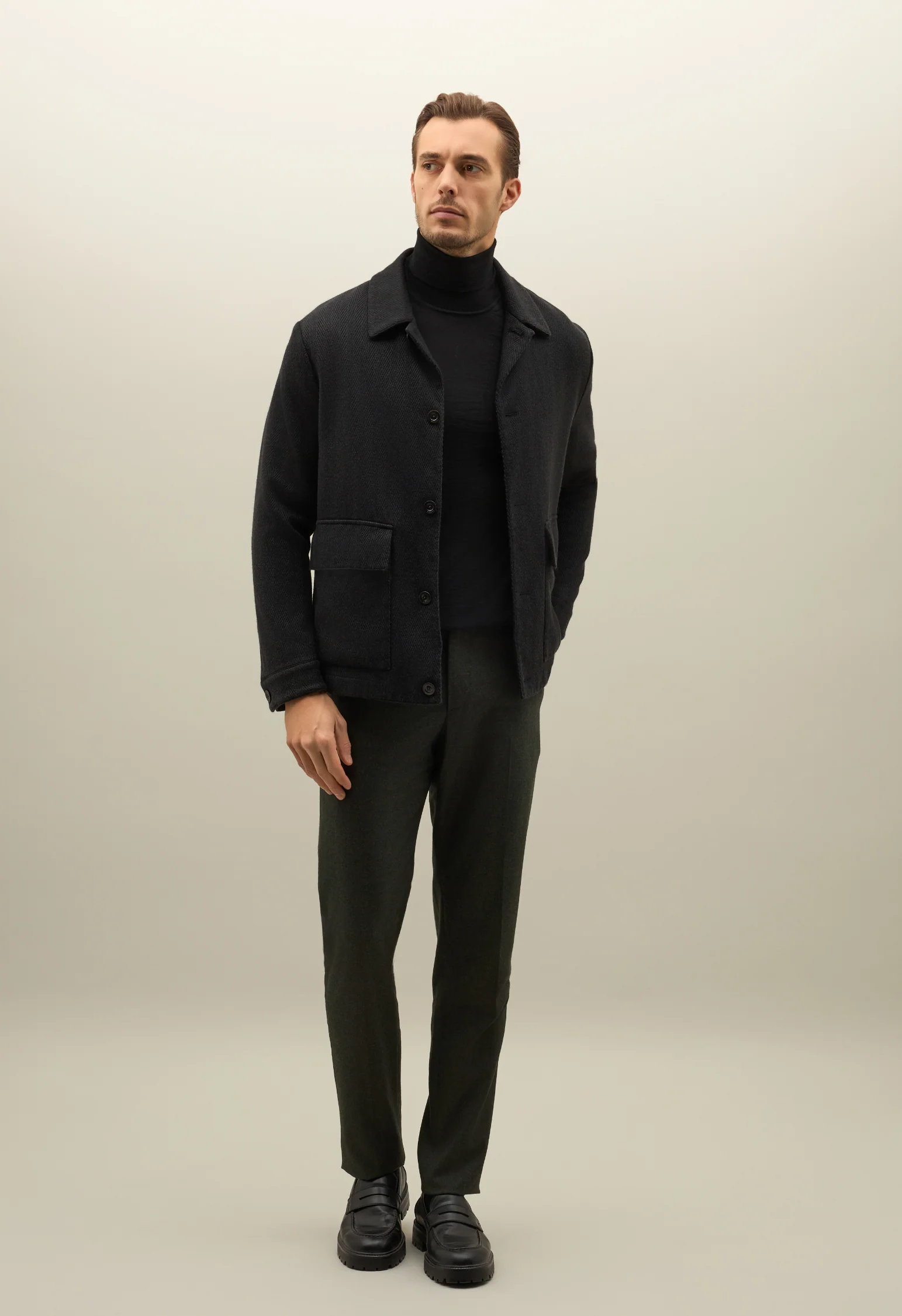 Giacca Boxie in cashmere e lana nera