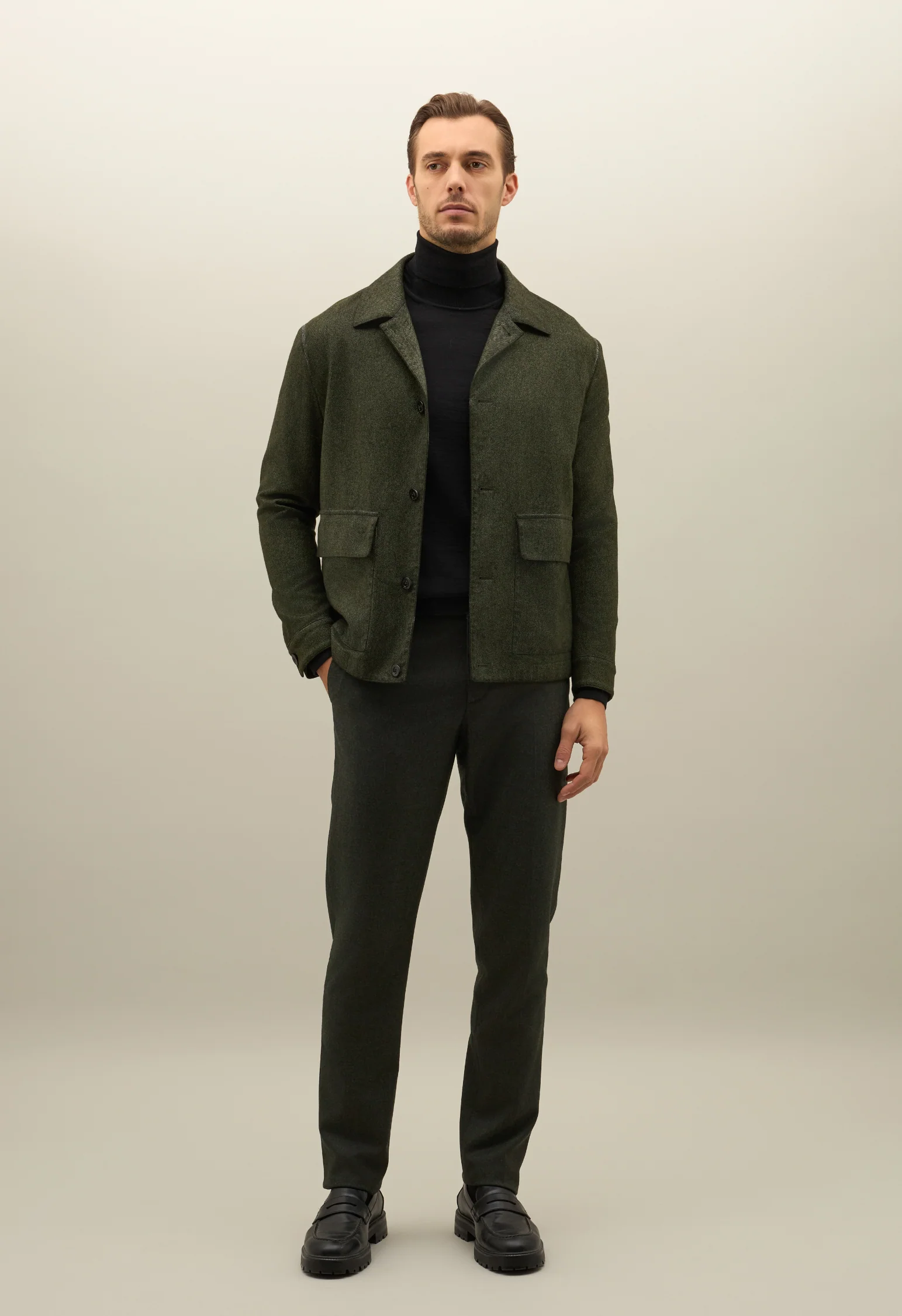 Giacca Boxie in cashmere e lana tinto velo verde
