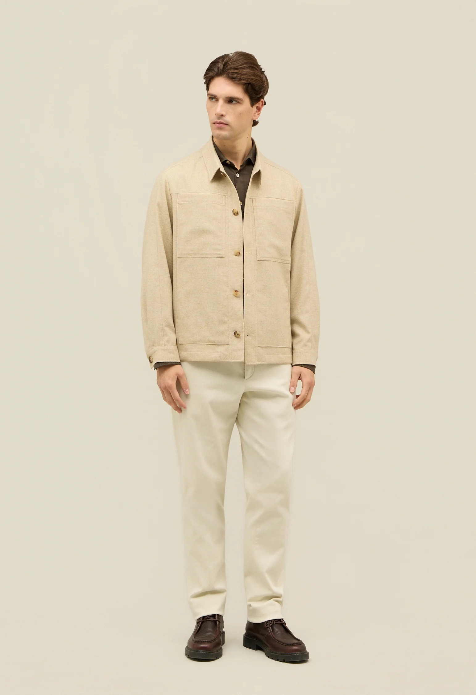 Giacca Boxie in flanella beige