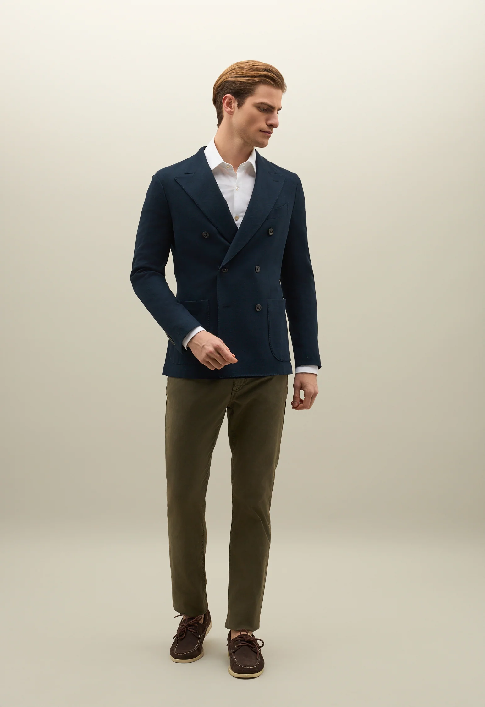 Giacca Dover doppiopetto in jersey blu