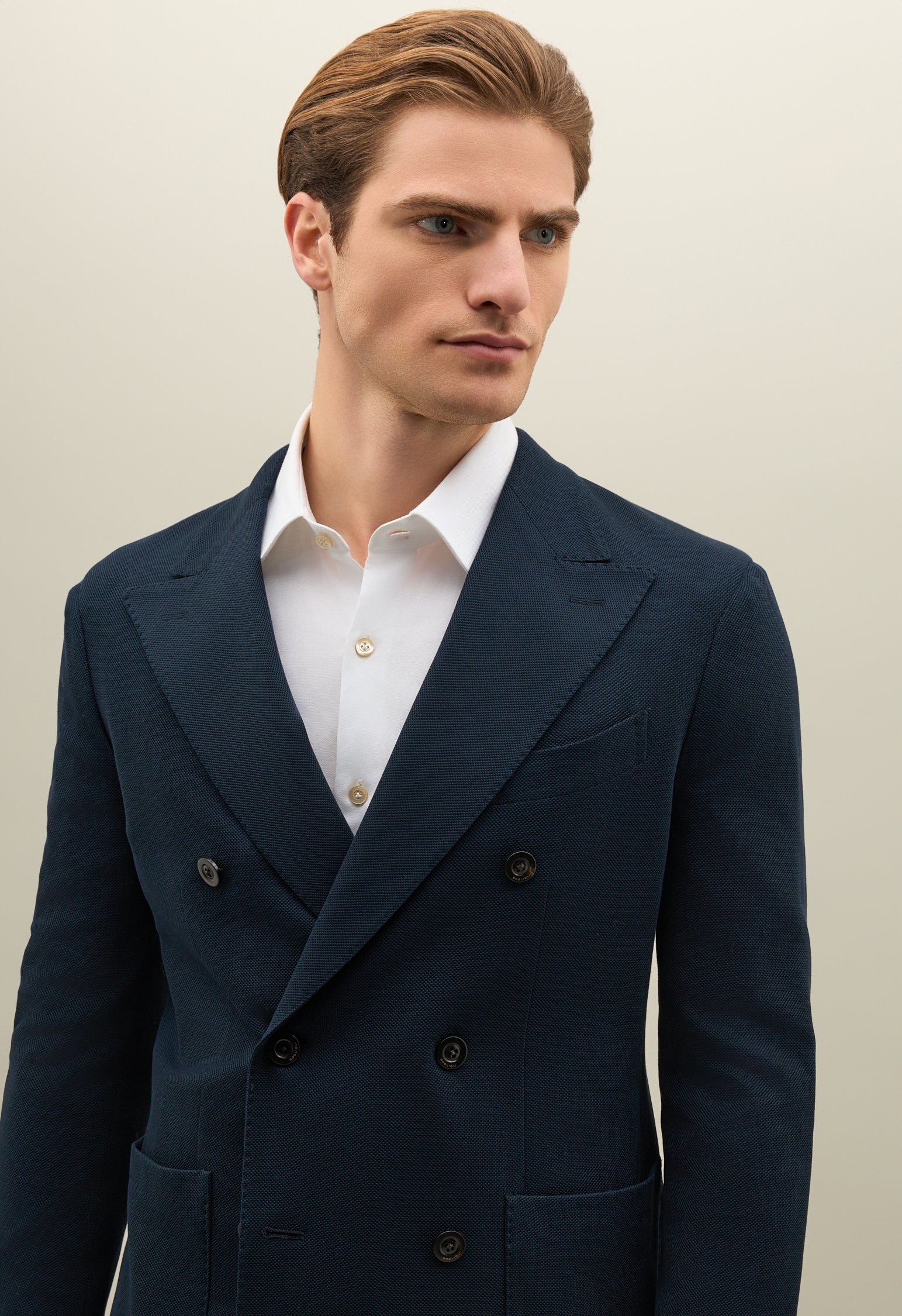Giacca Dover doppiopetto in jersey blu - Image 3