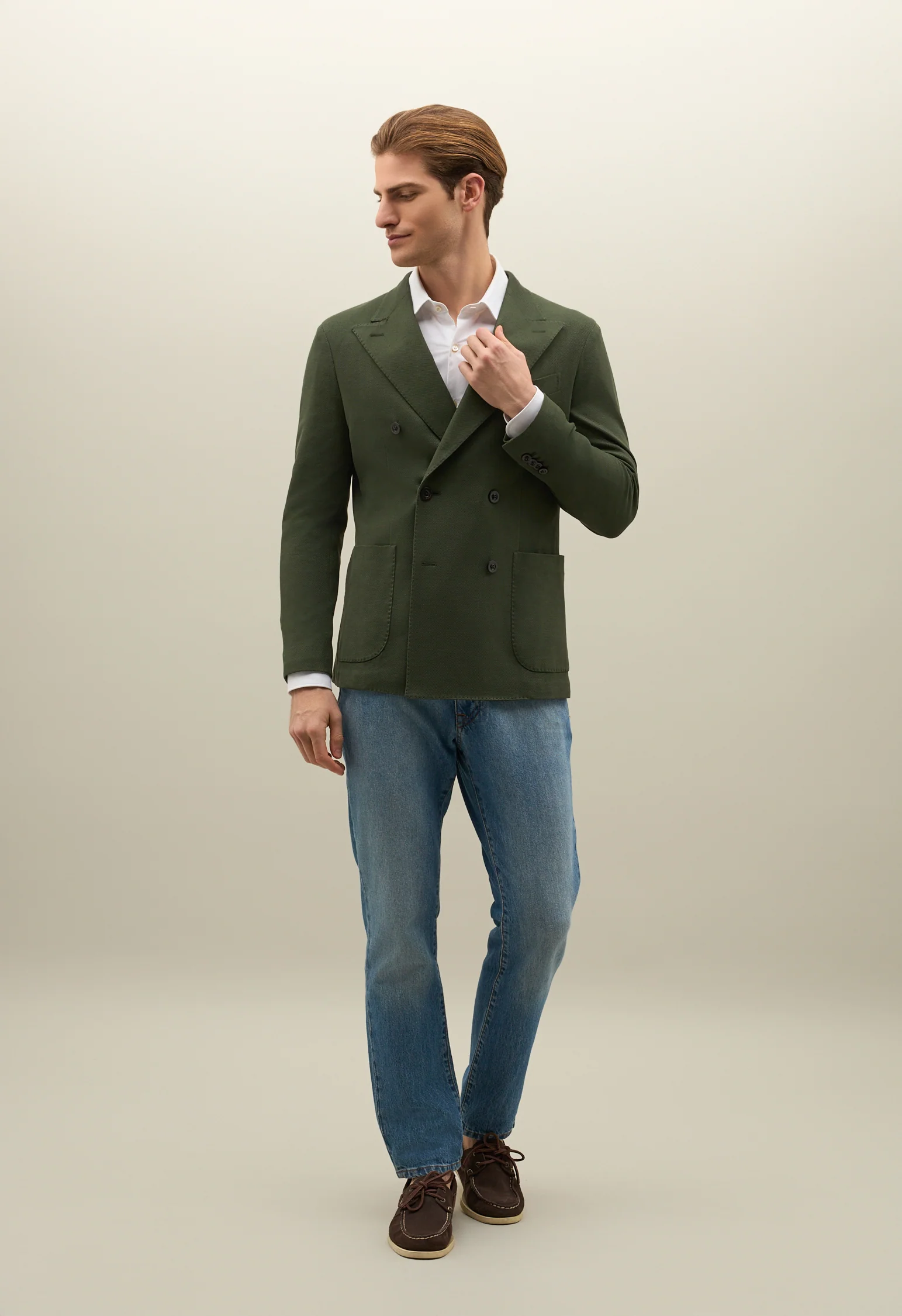 Giacca Dover doppiopetto in jersey verde