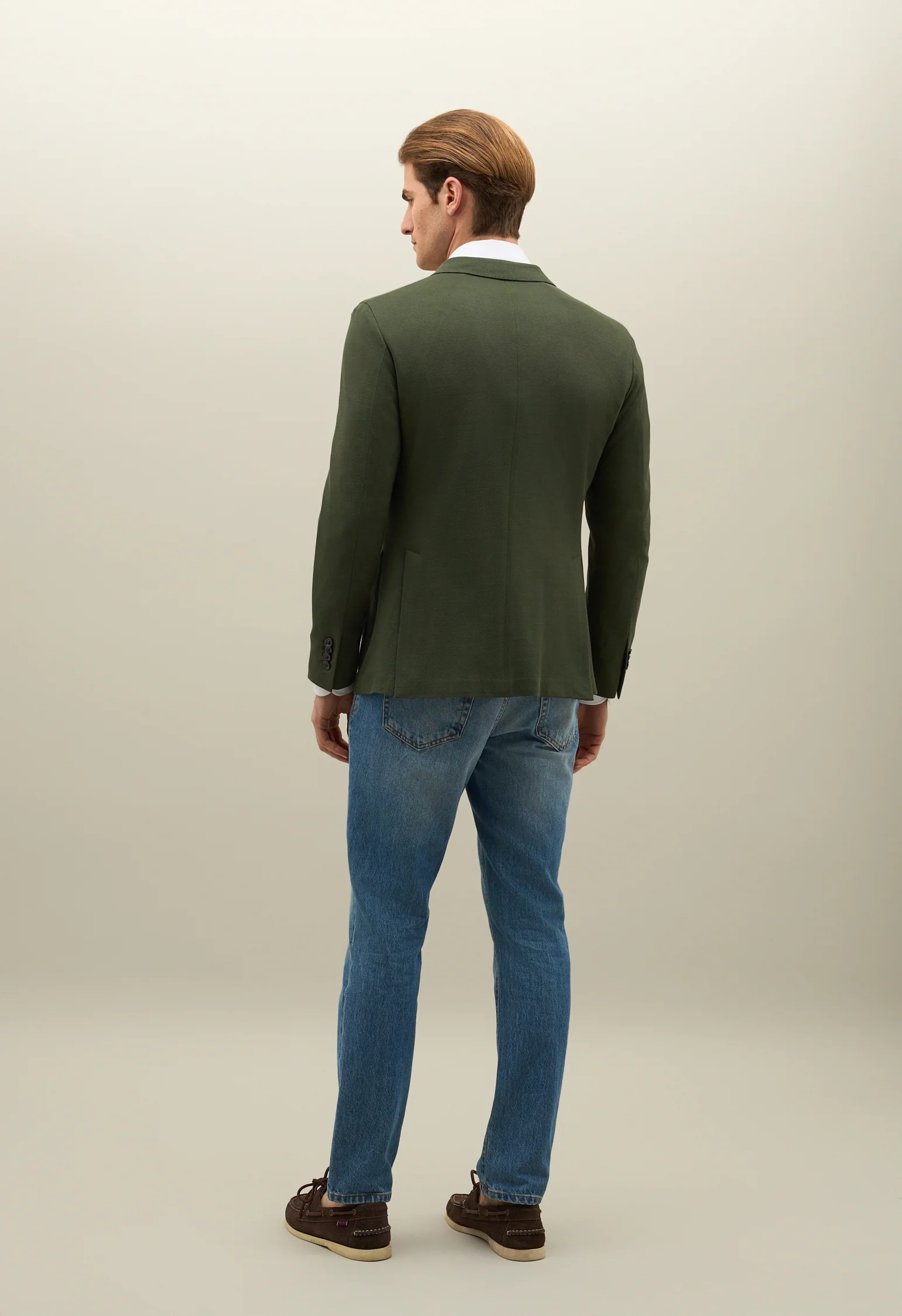 Giacca Dover doppiopetto in jersey verde - Image 2
