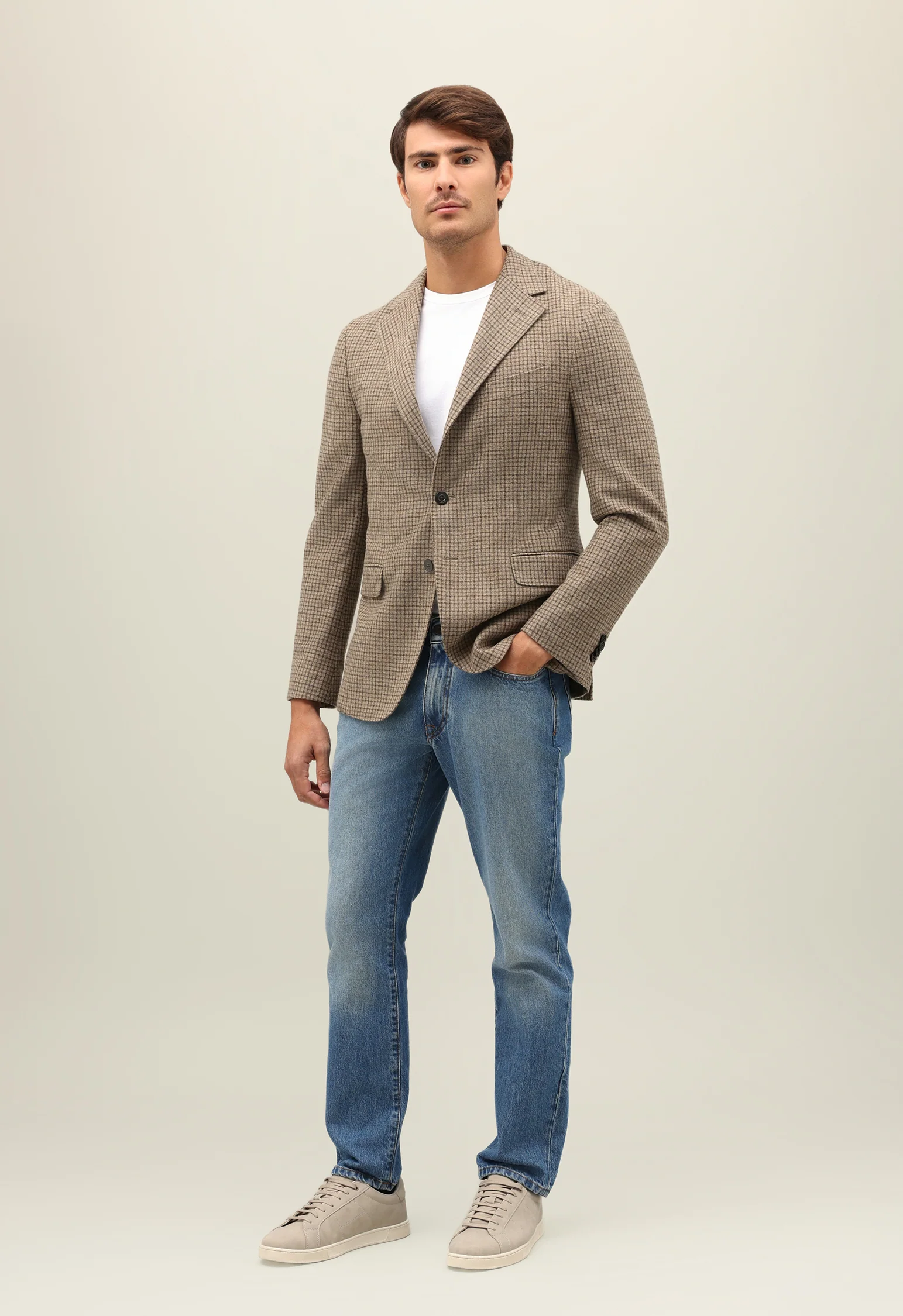 Giacca Dover in flanella a quadri beige