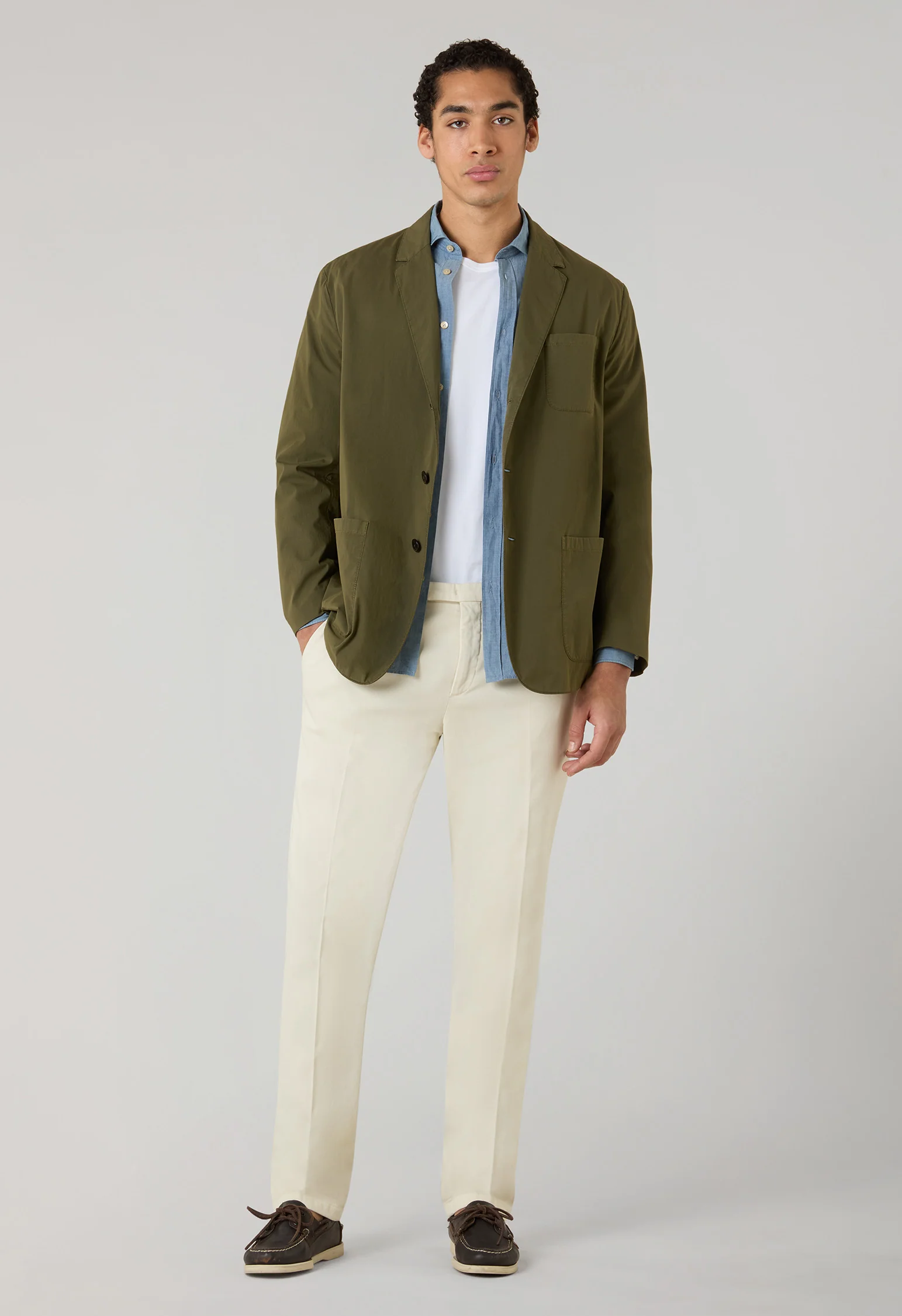 Giacca Khaki in popeline tinto in capo verde - Image 3