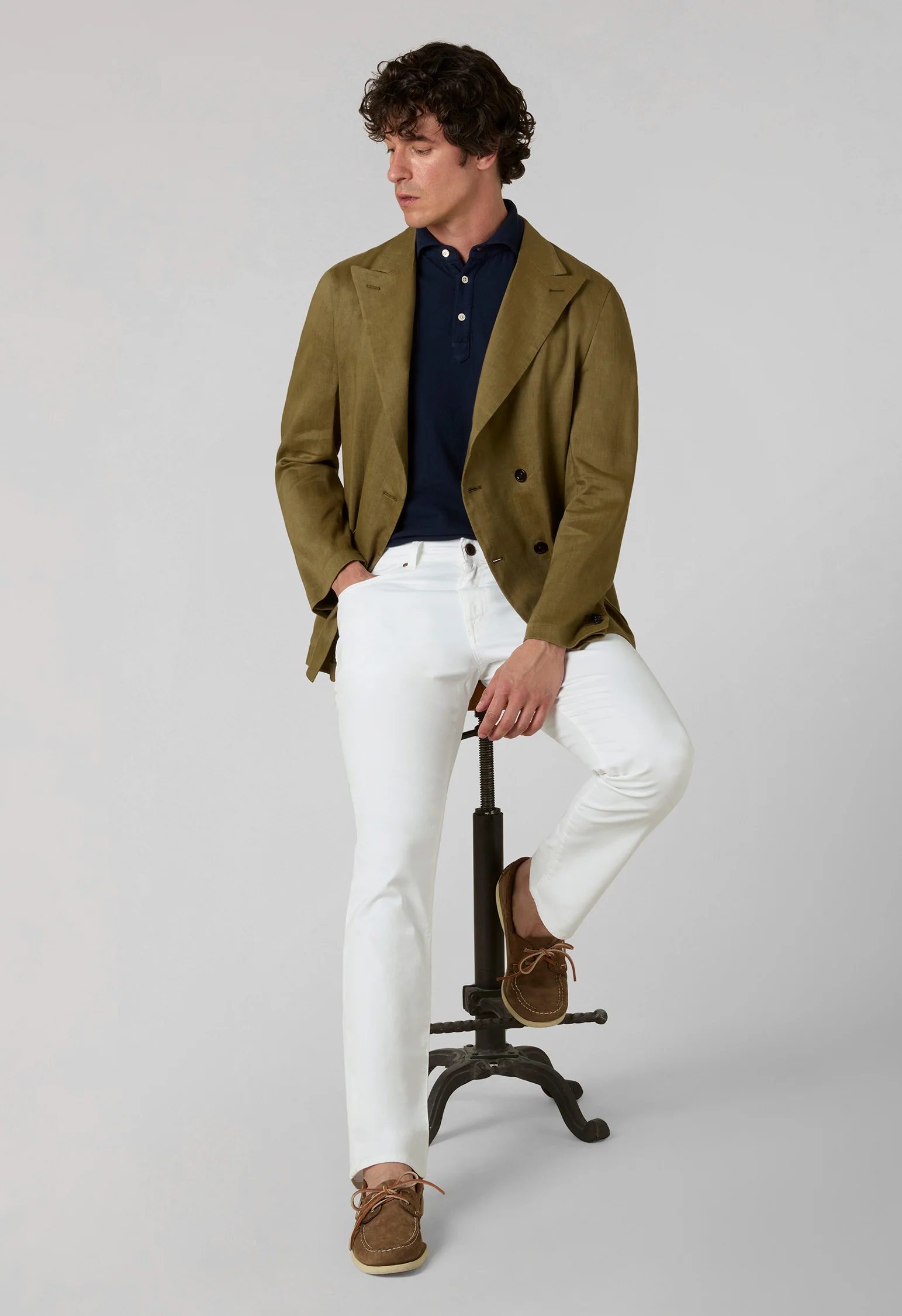 Giacca Sartoria doppiopetto in lino e mohair verde - Image 3