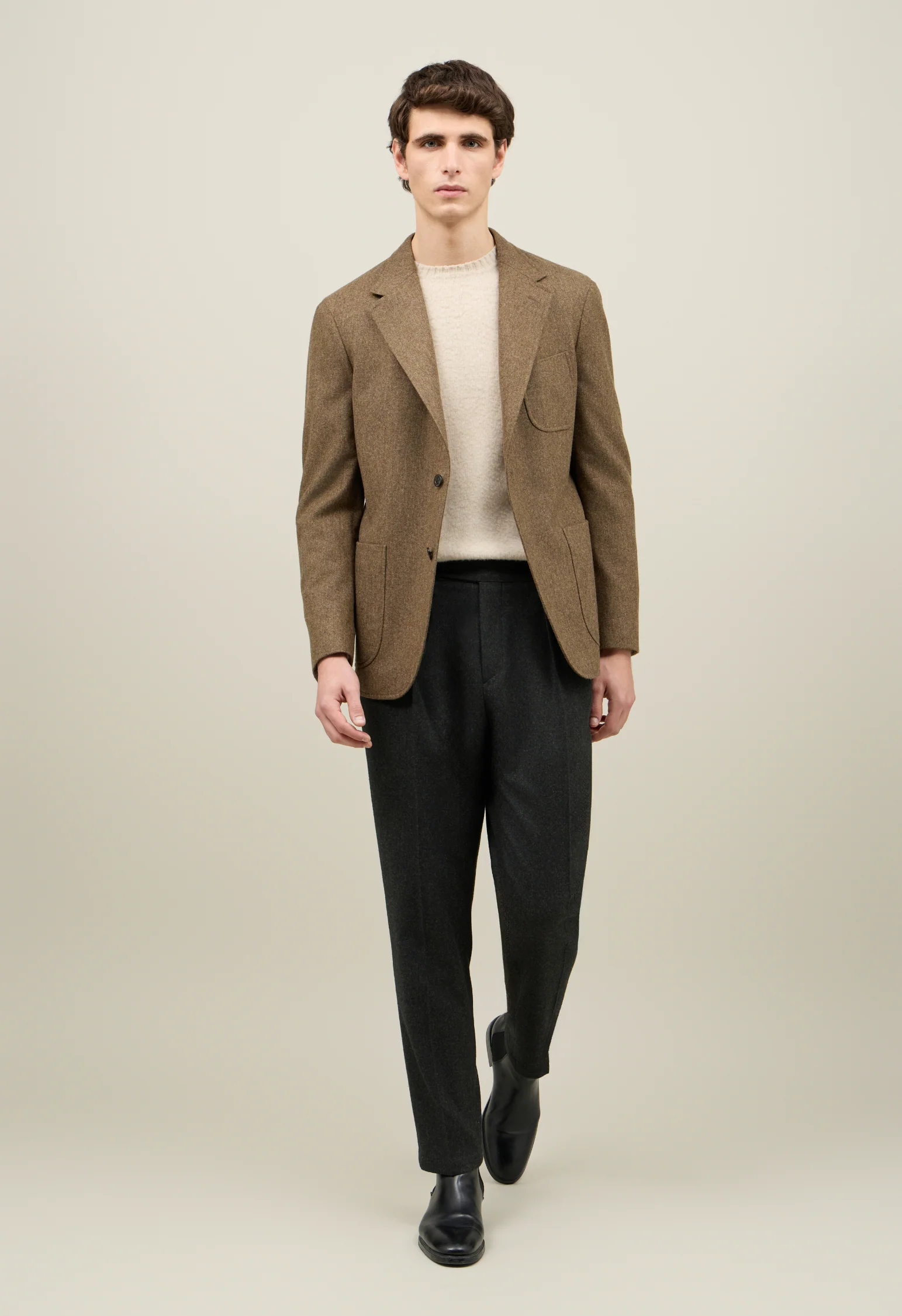 Giacca Windsor in flanella marrone