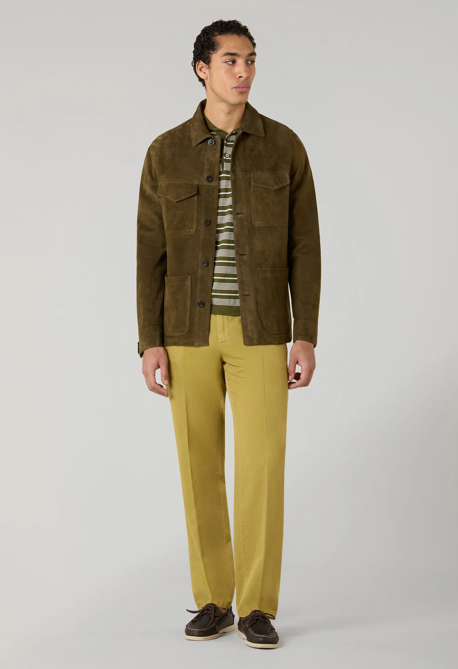 Giacca Workwear in suede khaki scuro - Image 3