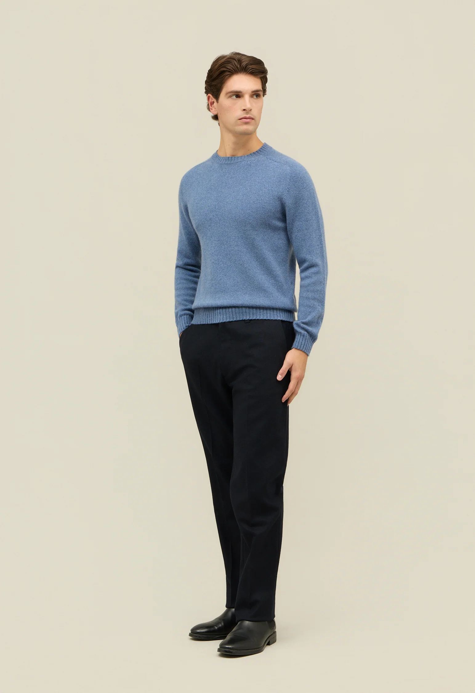 Girocollo in cashmere azzurro
