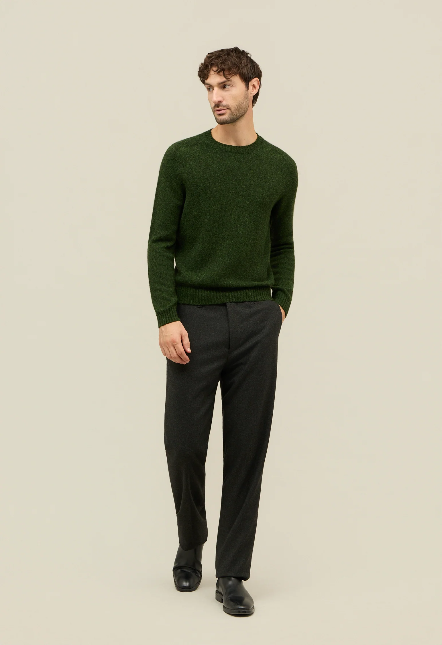 Girocollo in cashmere verde