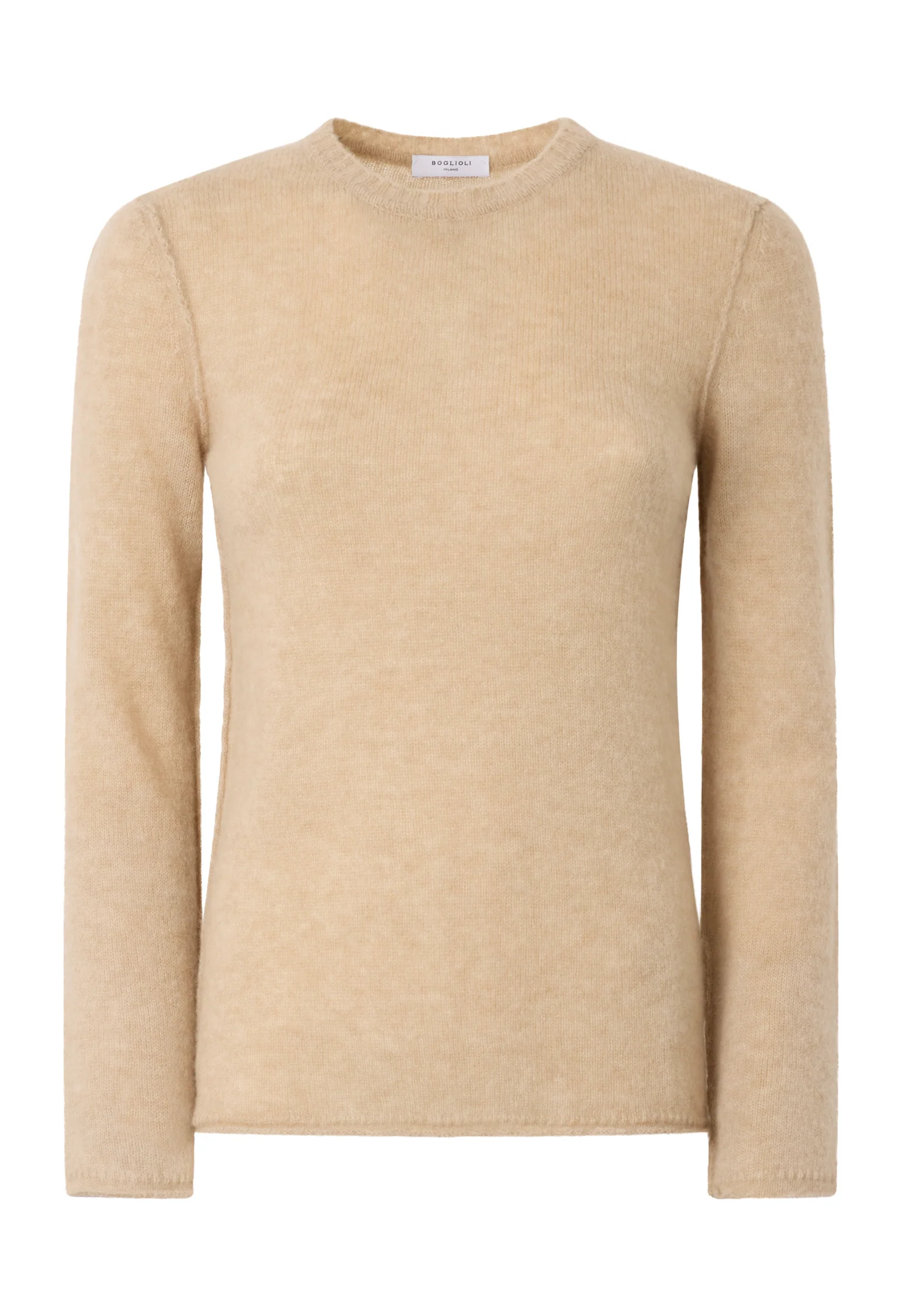 Girocollo in lana e cashmere spazzolato beige - Image 4