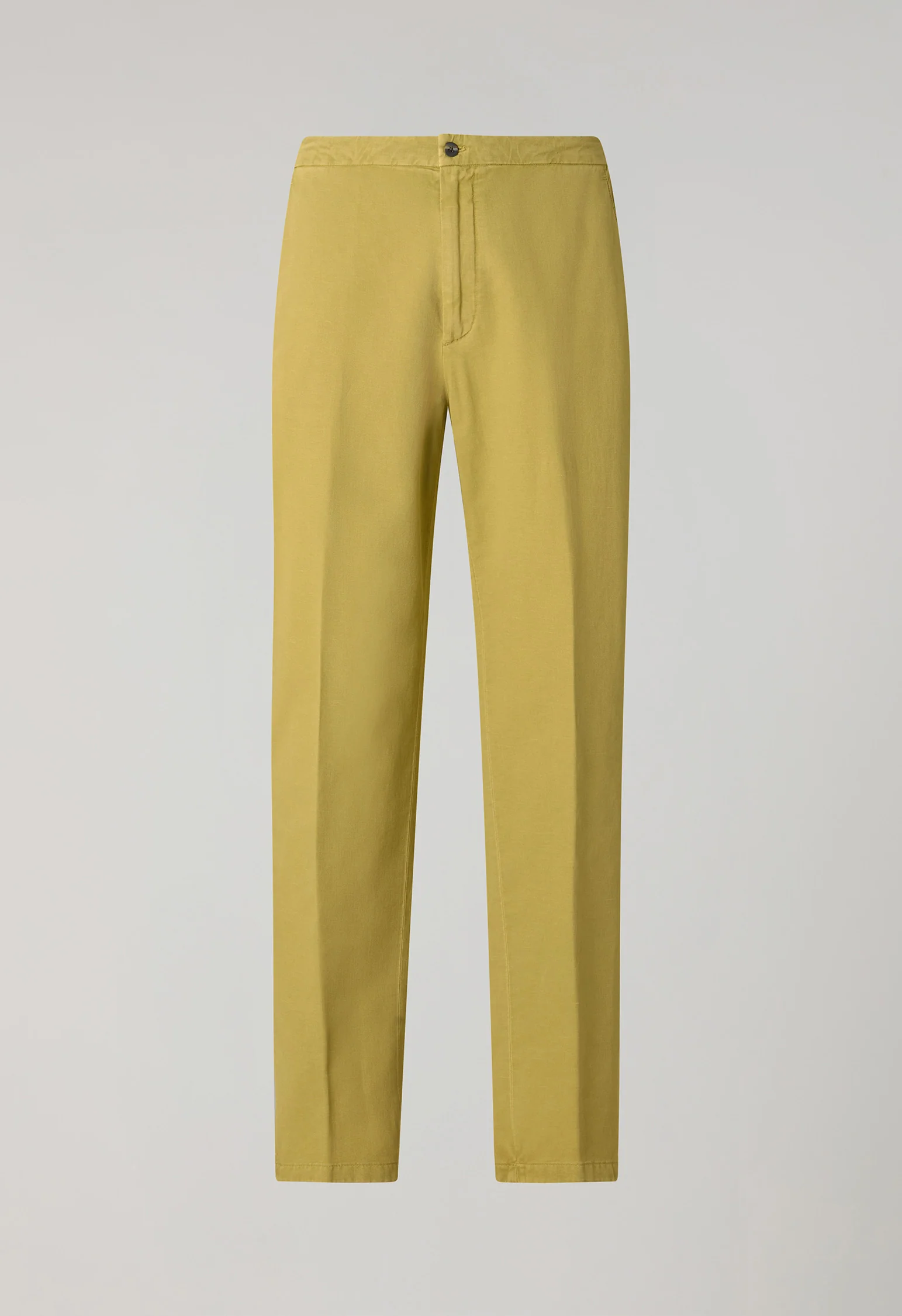 Joggers in gabardina di cotone e lino tinto in capo khaki chiaro - Image 4