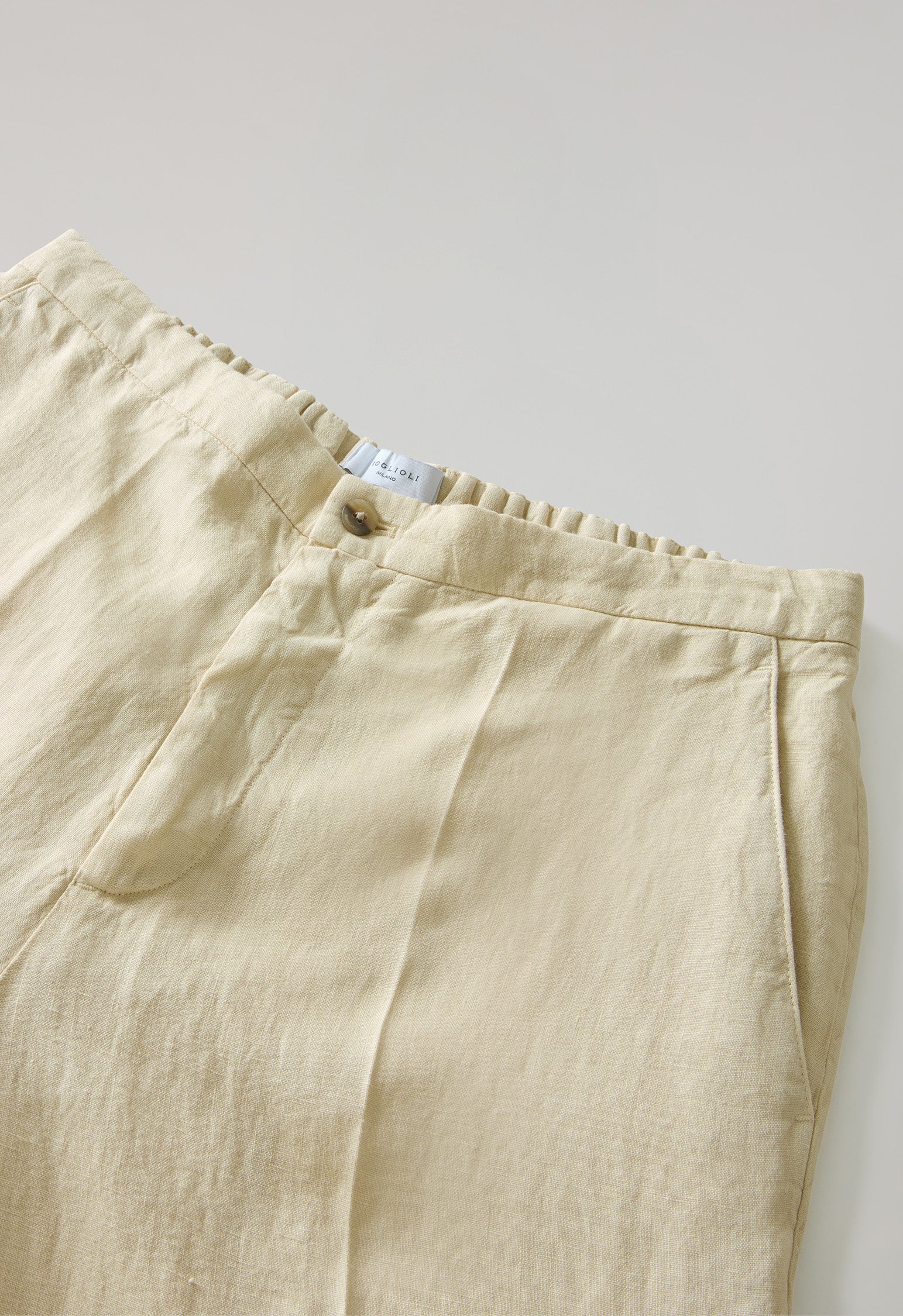 Joggers in lino tinto in capo beige - Image 5