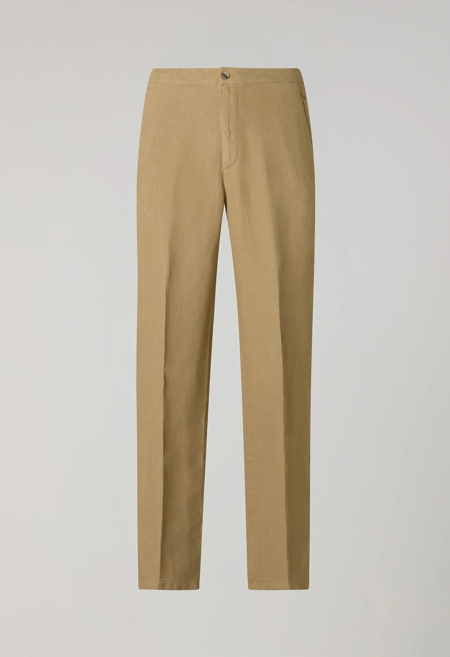 Joggers in lino tinto in capo cammello - Image 4