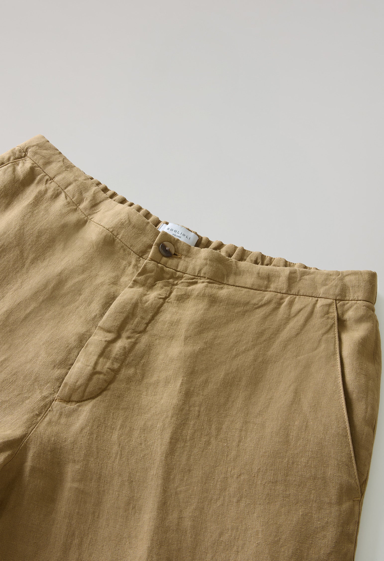 Joggers in lino tinto in capo cammello - Image 5