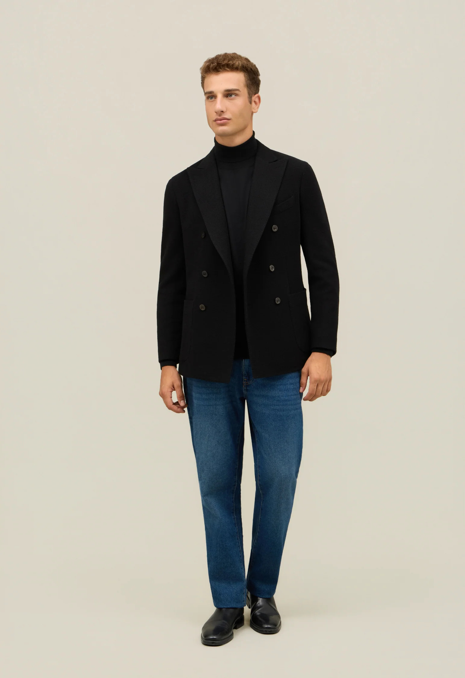K-Jacket doppiopetto in jersey lavorato nero