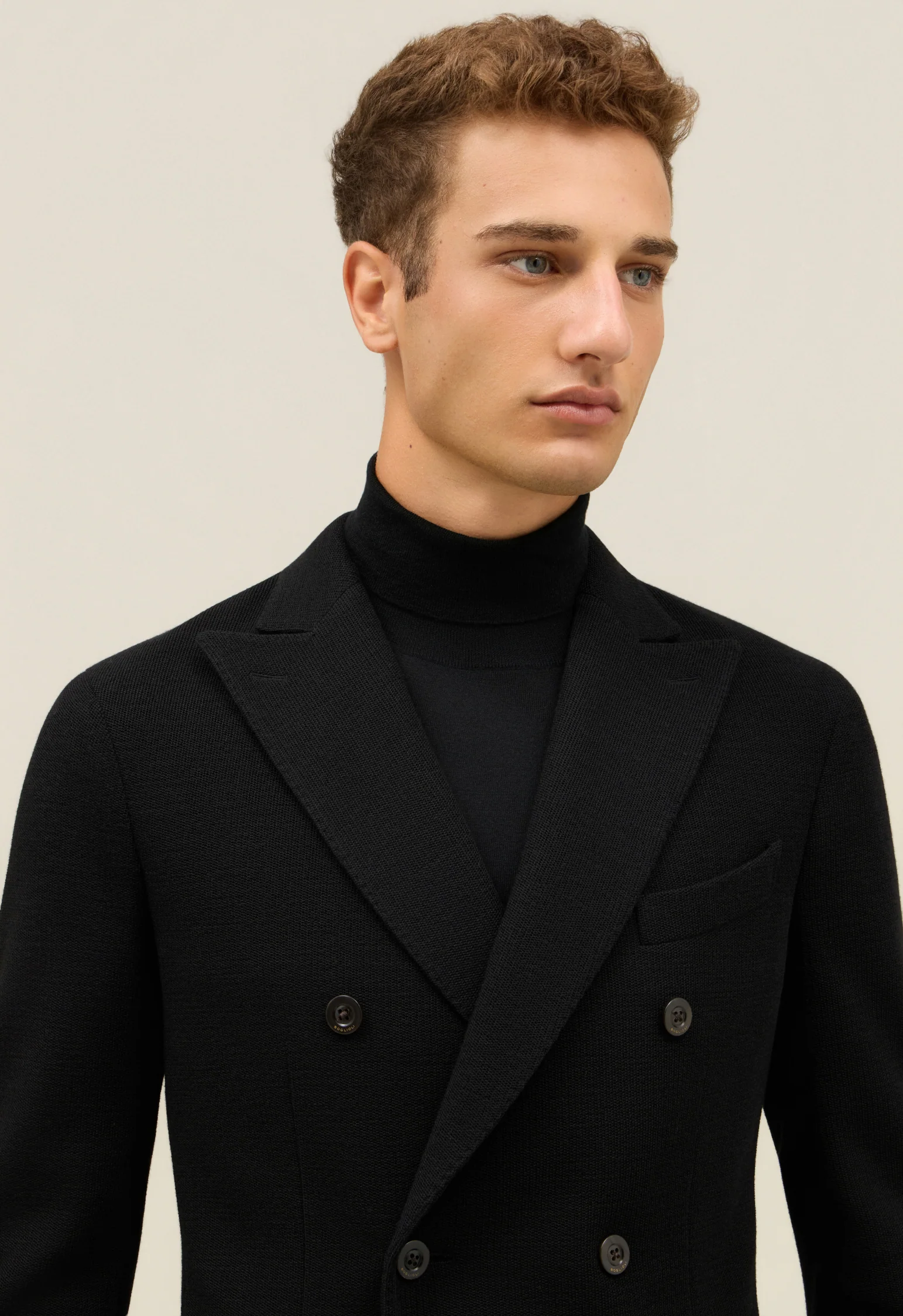 K-Jacket doppiopetto in jersey lavorato nero - Image 3