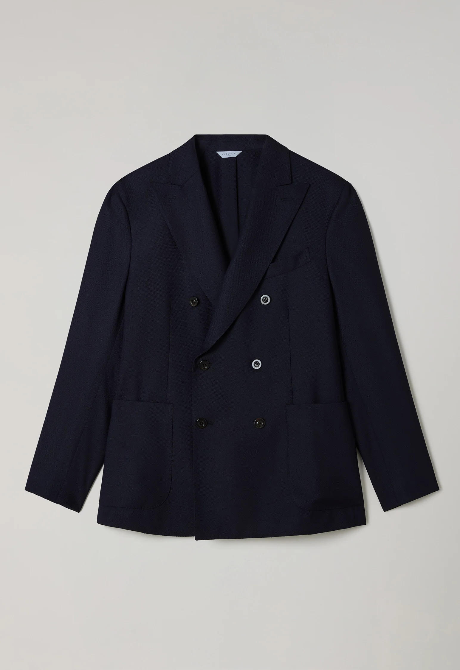 K-Jacket doppiopetto in lana leggera a nido d'ape blu - Image 4