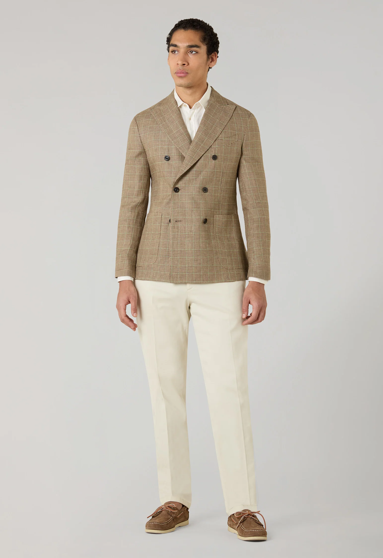 K-Jacket doppiopetto in lino Principe di Galles grano fantasia - Image 3