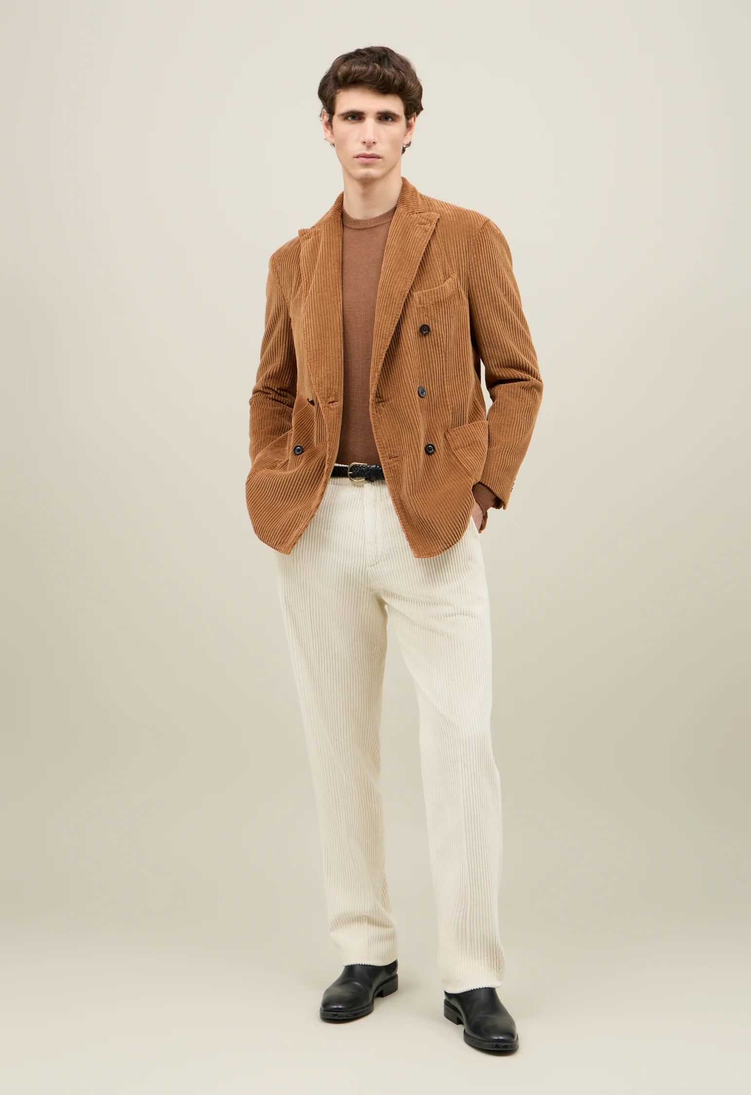 K-Jacket doppiopetto in velluto a coste larghe marrone