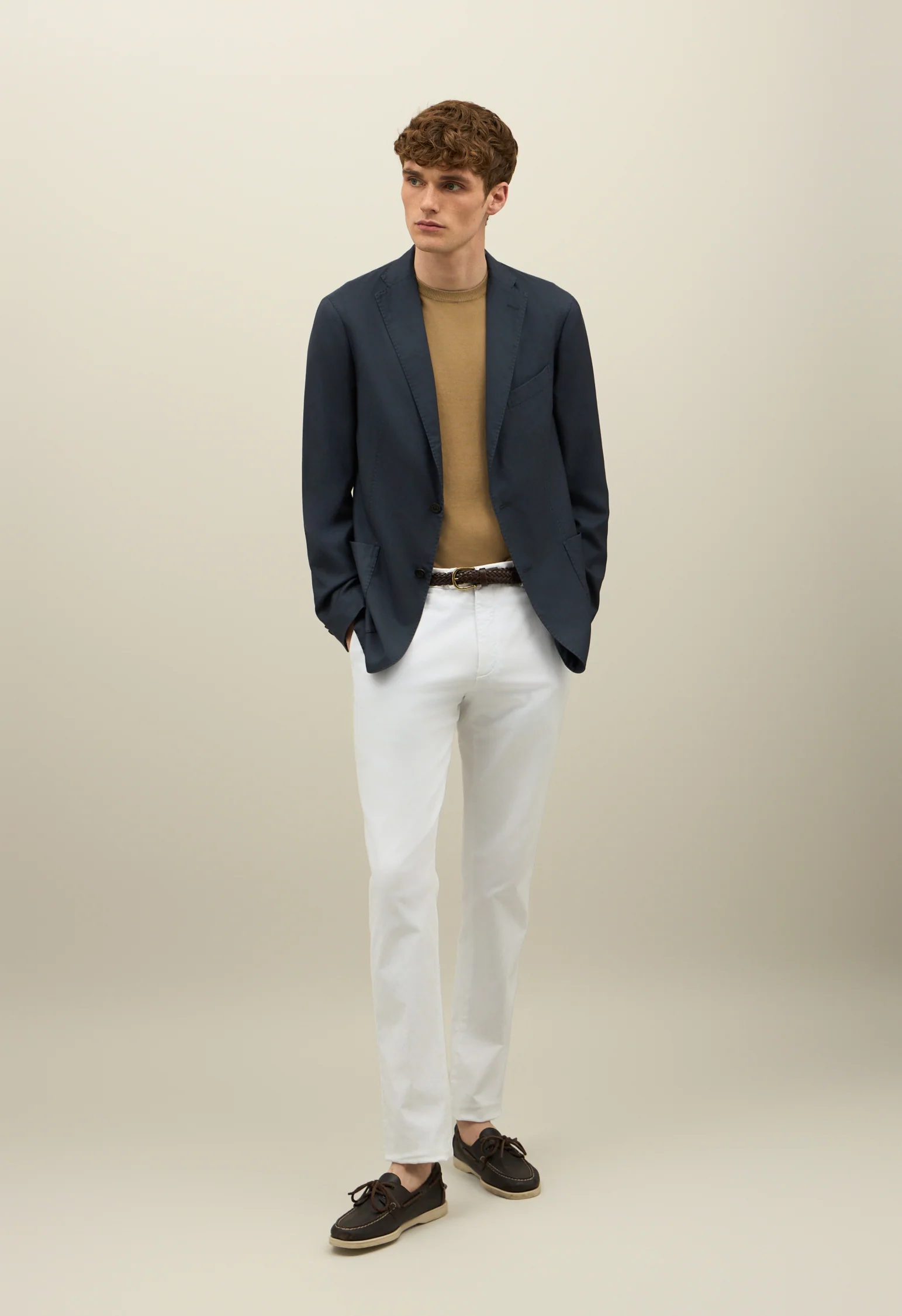 K-Jacket in cashmere e seta tinta in capo blu