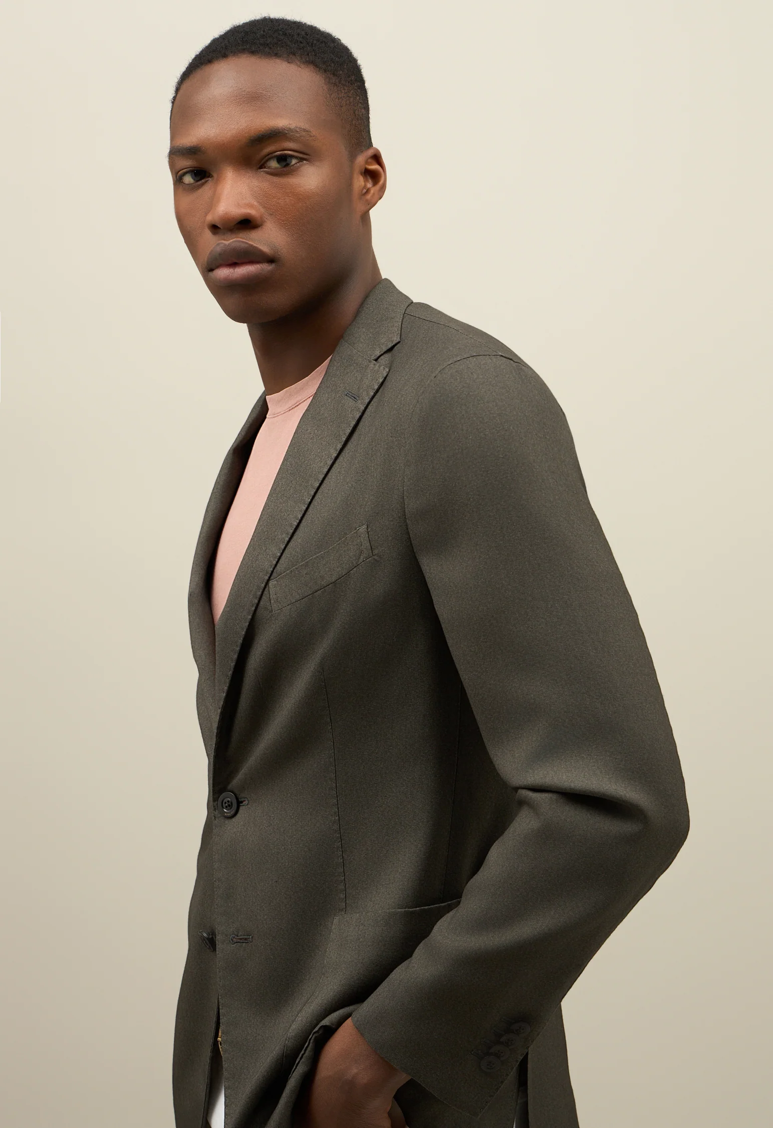 K-Jacket in cashmere e seta tinta in capo verde - Image 3