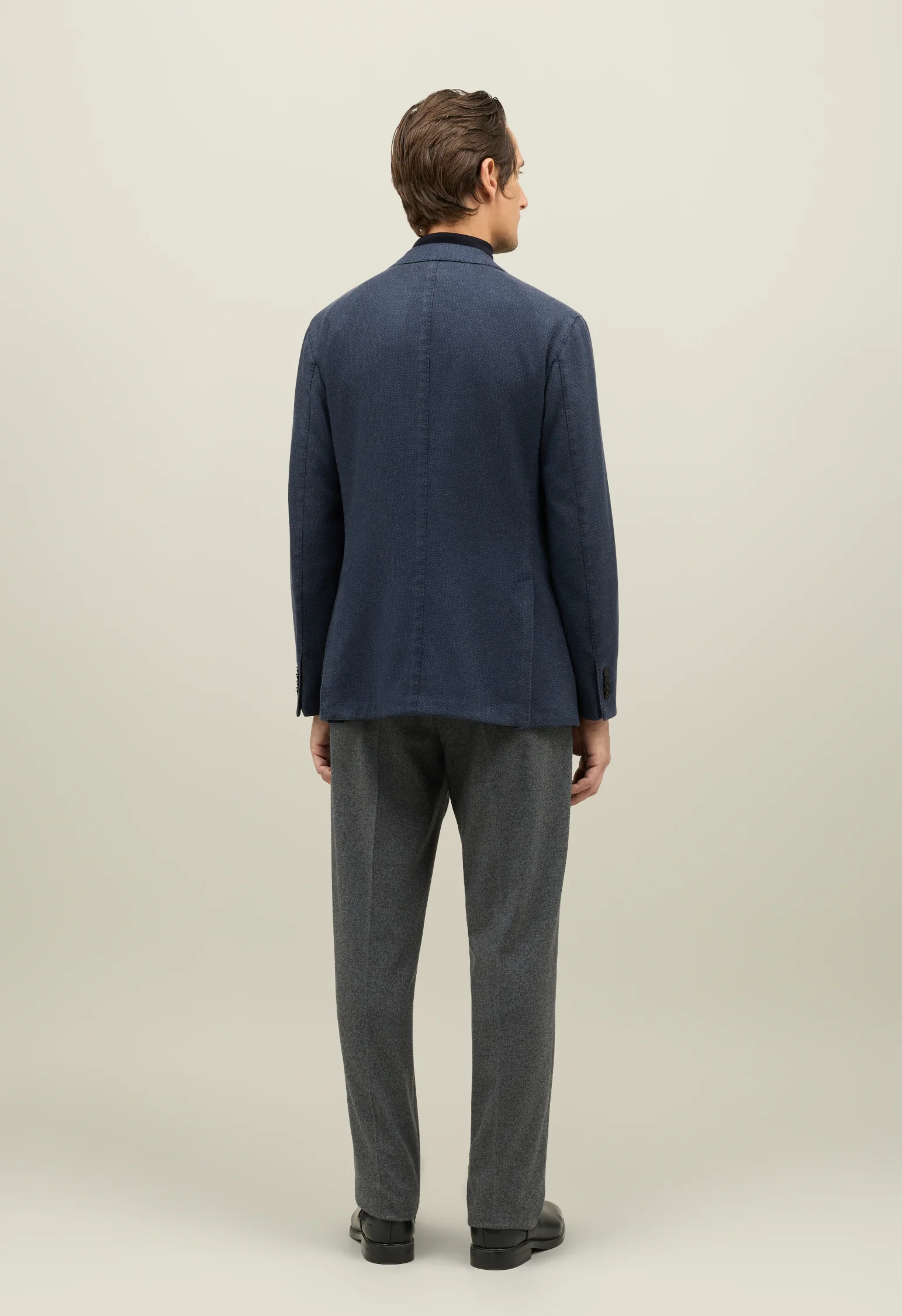 K-Jacket in cashmere micro-structure tinto in capo blu - Image 2
