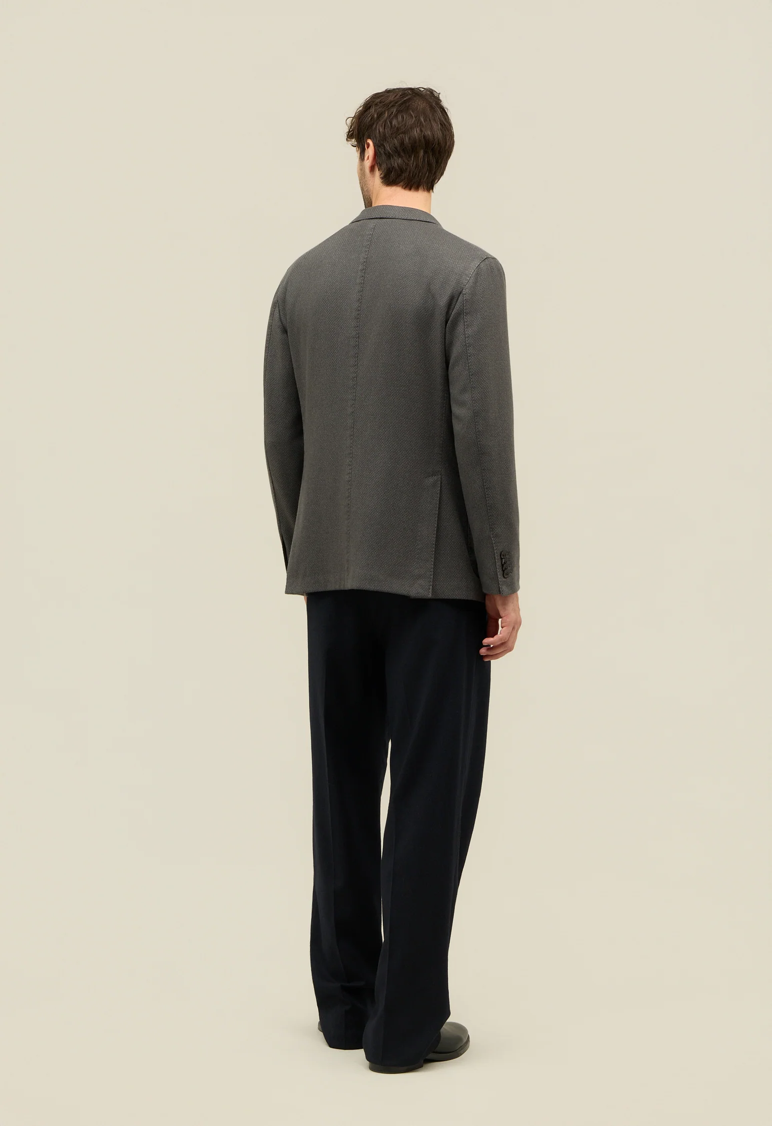 K-Jacket in cashmere micro-structure tinto in capo grigia - Image 2
