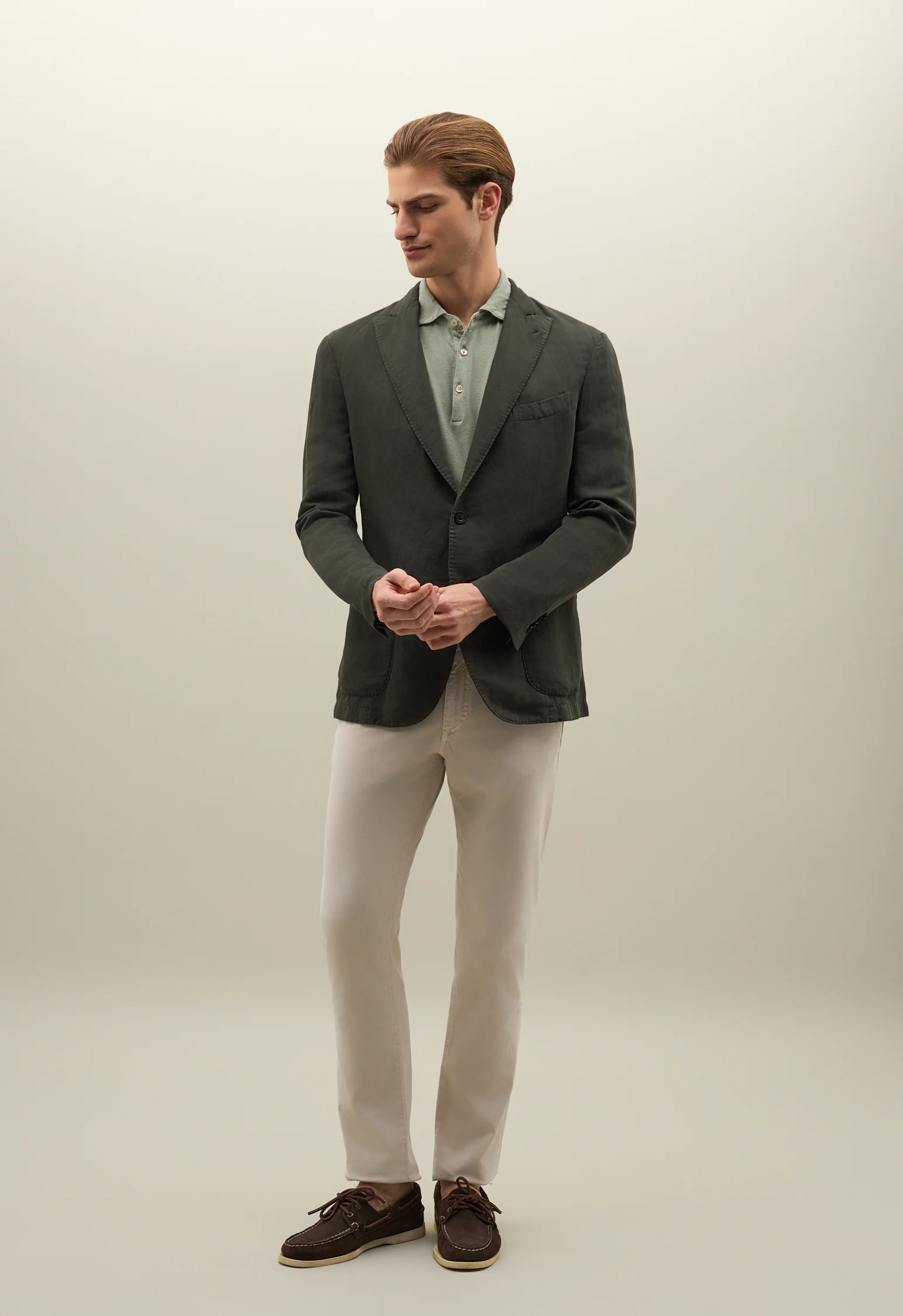 K-Jacket in cotone e lino satin verde