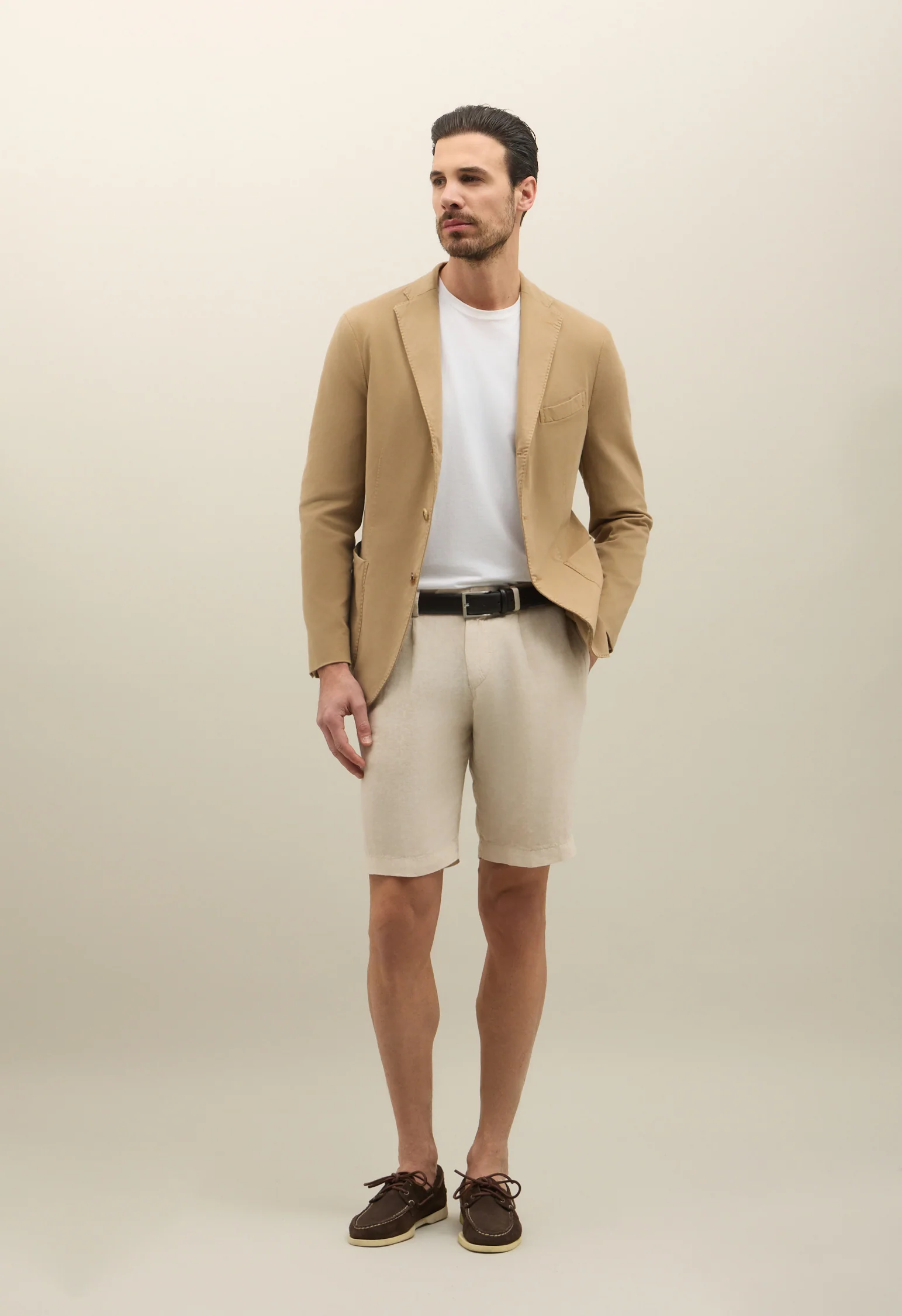 K-Jacket in cotone e tencel tinto in capo marrone chiaro